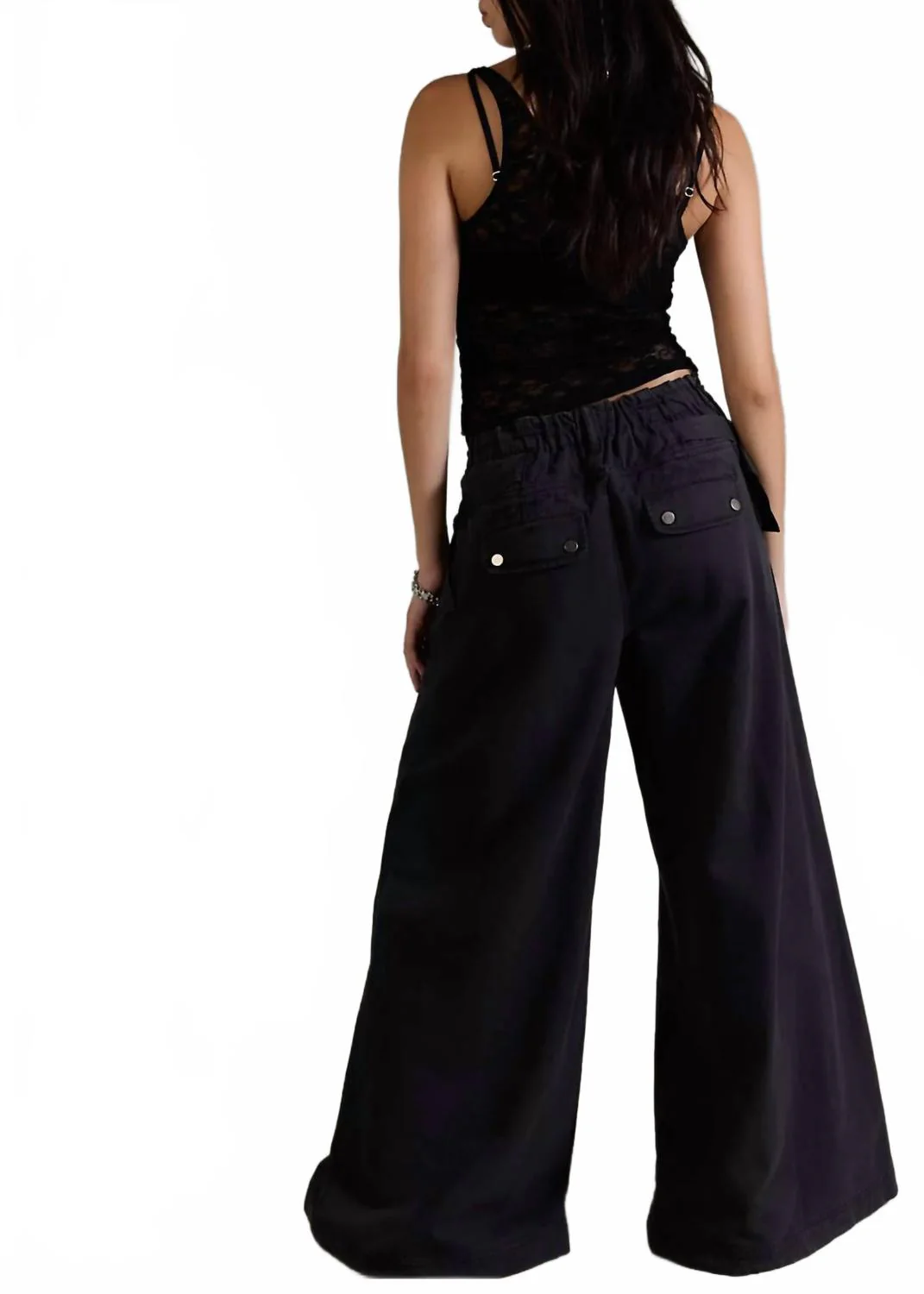 Julien Wide-Leg Chino Trousers In Washed Black - Image 2