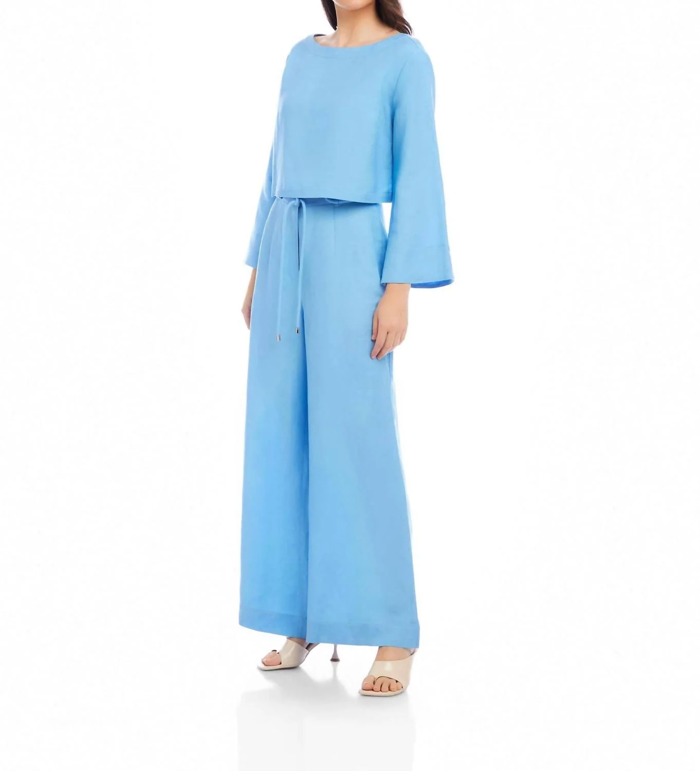 Junie Flared Long Sleeve Top In Lake - Image 3
