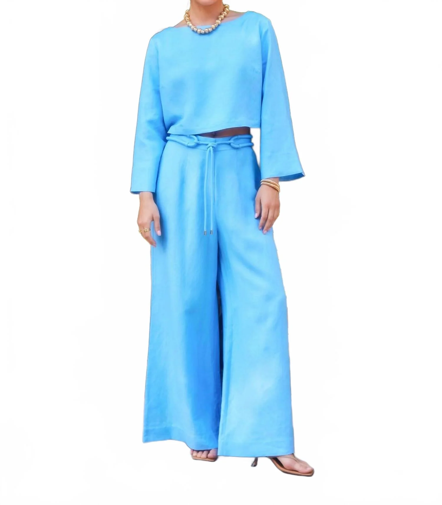 Junie Flared Long Sleeve Top In Lake - Image 5