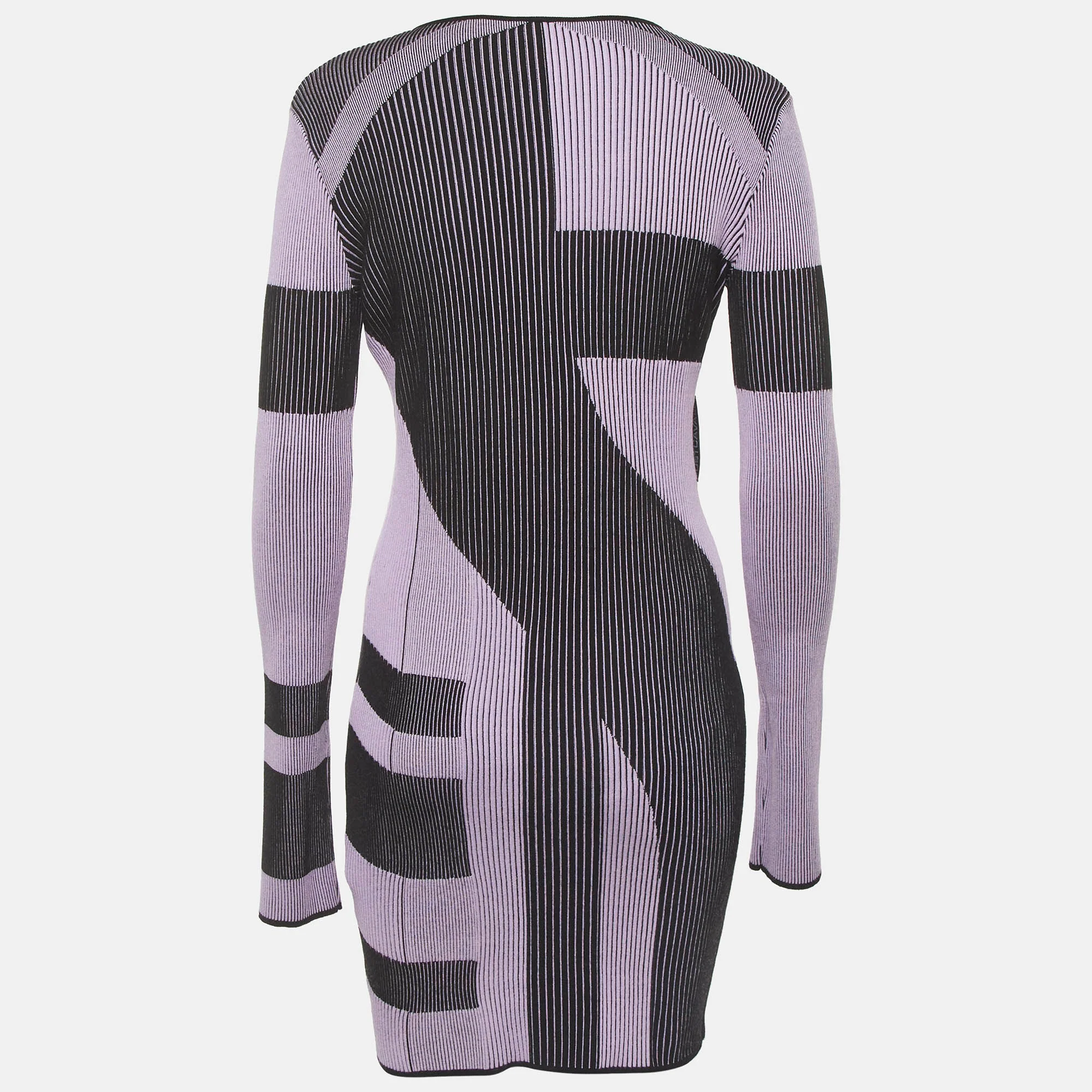 Just Cavalli Black/lilac Patterned Rib Knit Mini Dress - Image 3