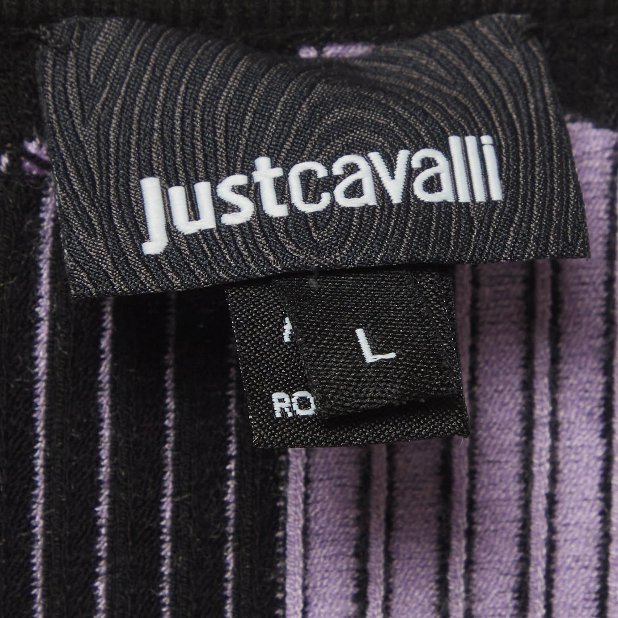 Just Cavalli Black/lilac Patterned Rib Knit Mini Dress - Image 5