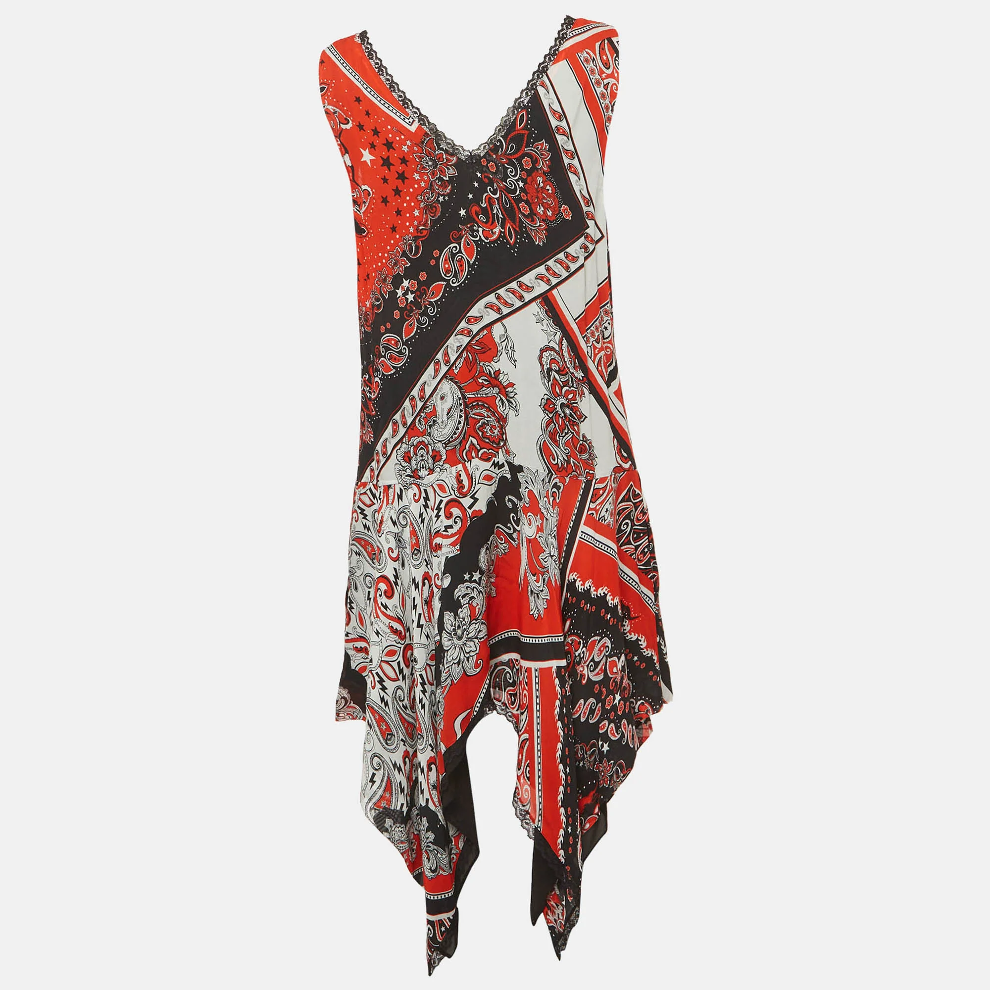 Just Cavalli Red/black Printed Crepe Asymmetric Short Dress - Image 3