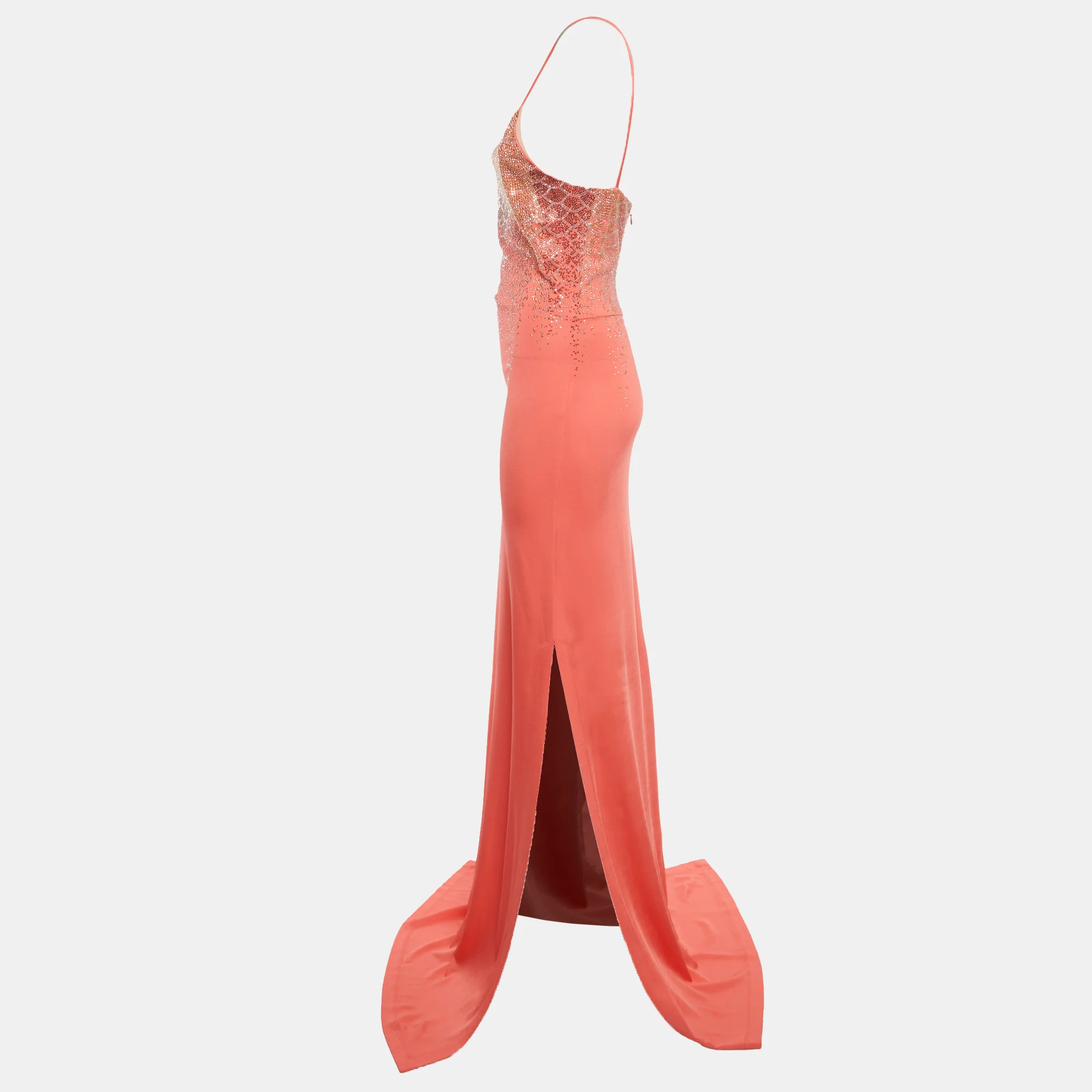 Just Cavalli Salmon Pink Embellished Jersey Evening Dress - Image 3