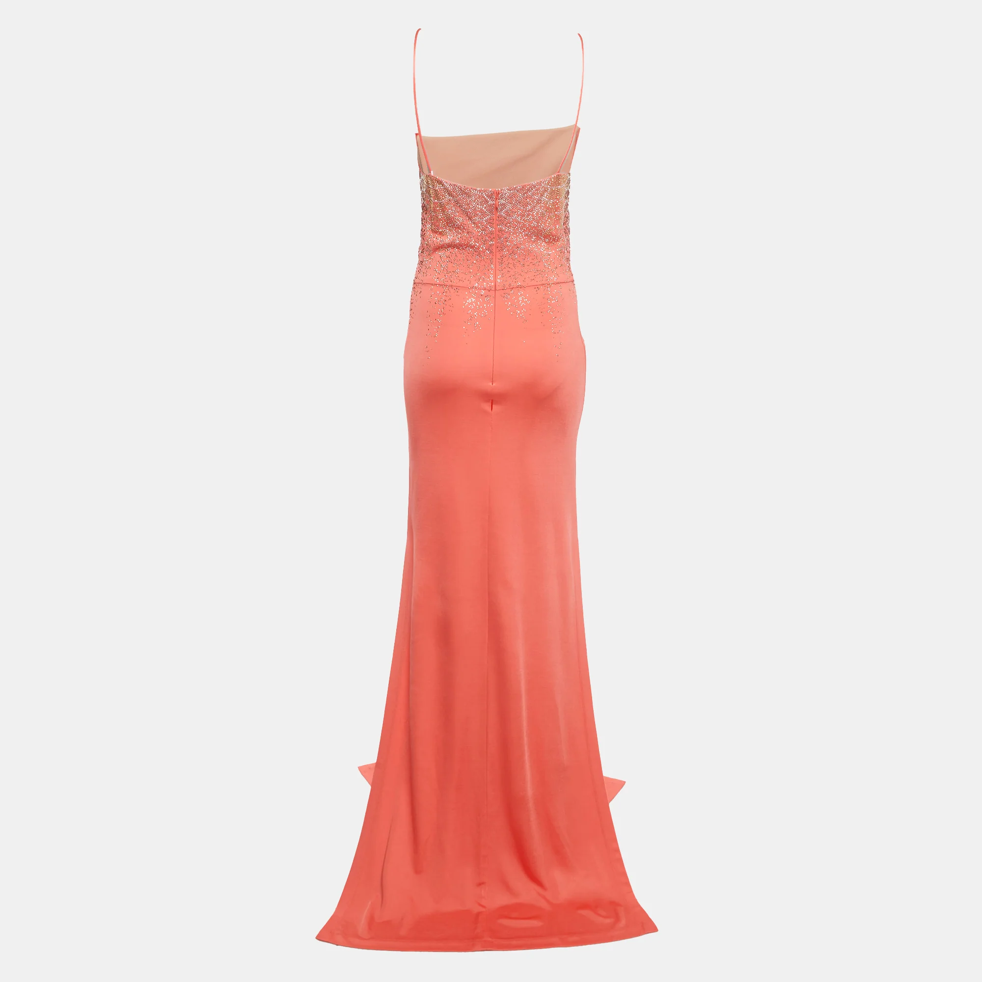 Just Cavalli Salmon Pink Embellished Jersey Evening Dress - Image 4