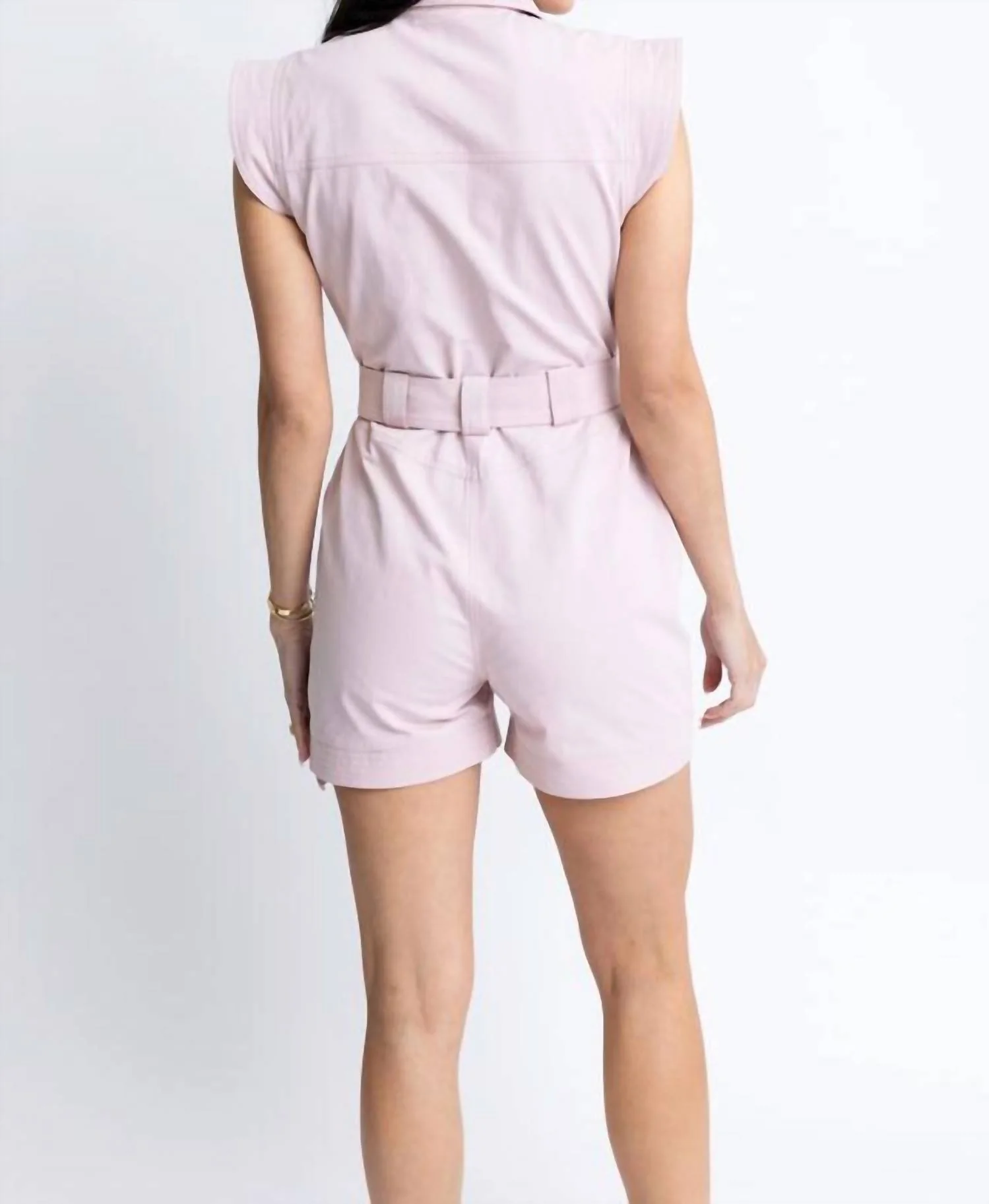 Just Getting Started Utility Pocket Romper In Pink - Image 3