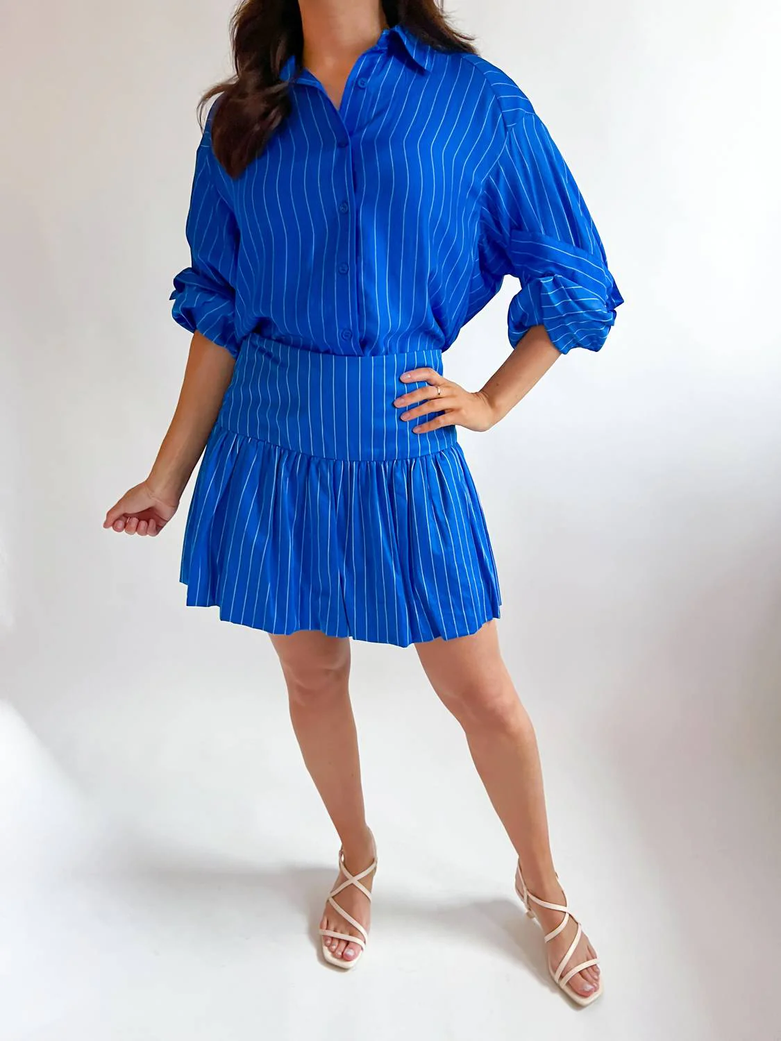Kaia Button Down Shirt In Royal Stripe - Image 3