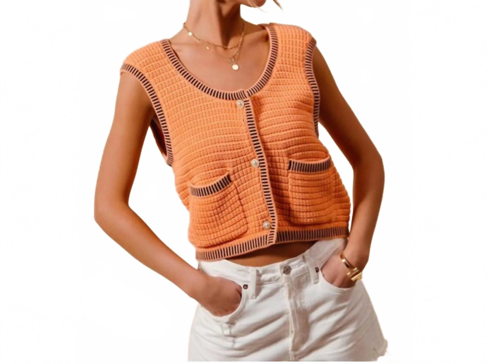 Kaitlin Sweater Vest In Creamsicle