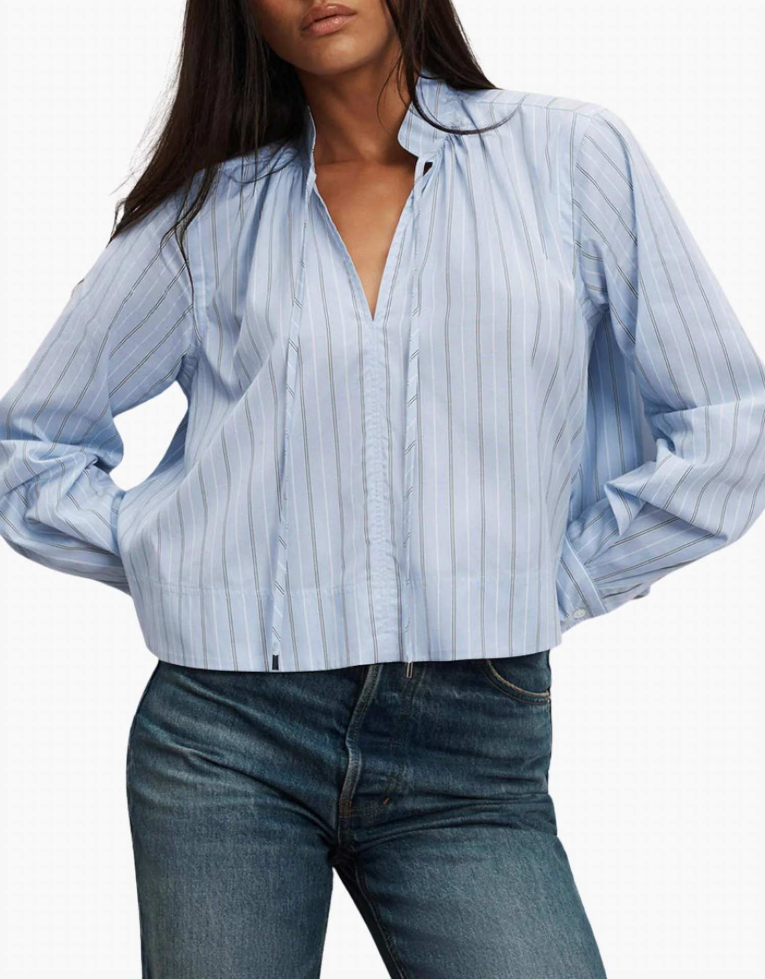 Kaits Striped Blouse In Ice Blue Multi
