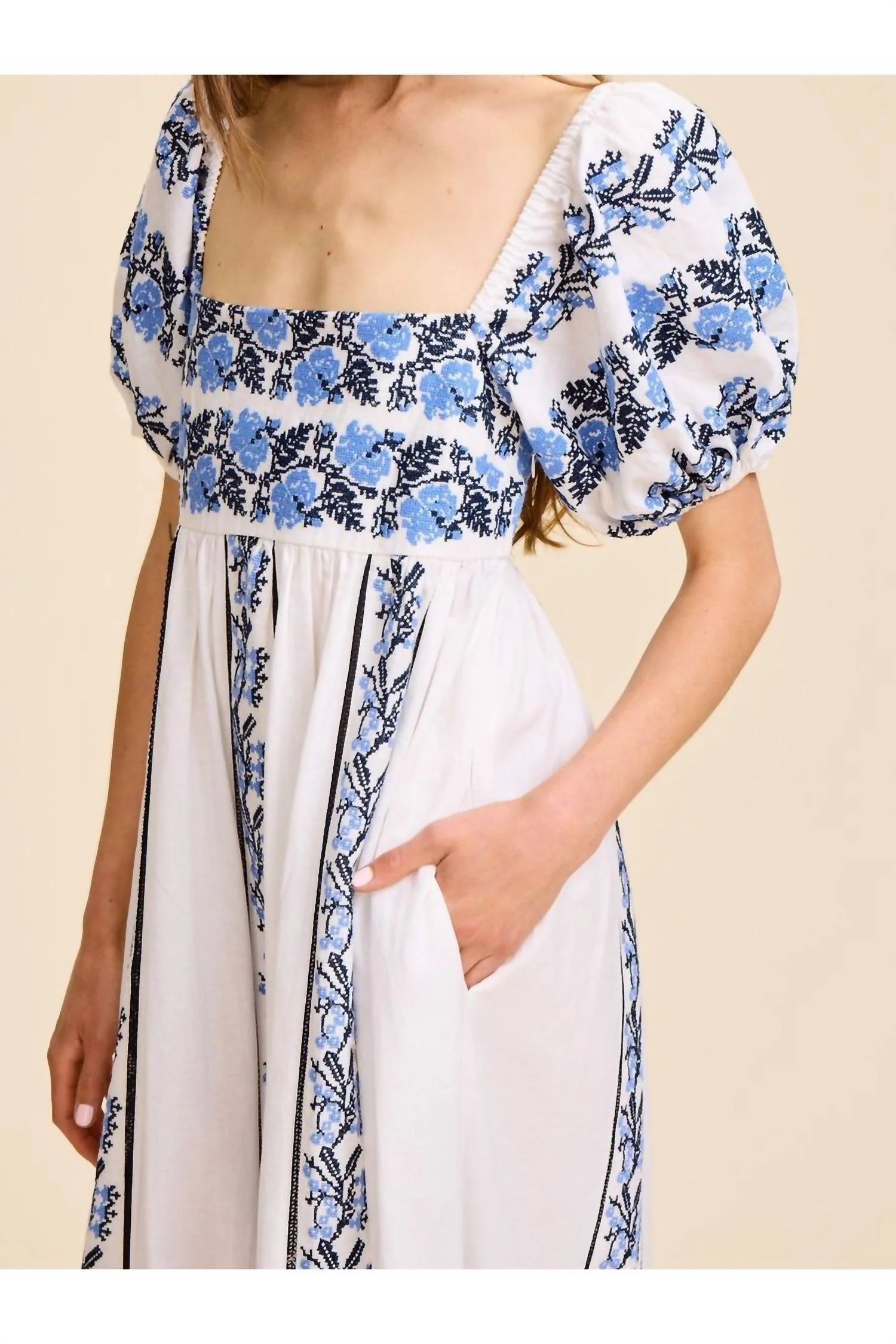 Kaiya Dress In Santorini Embroidery - Image 5