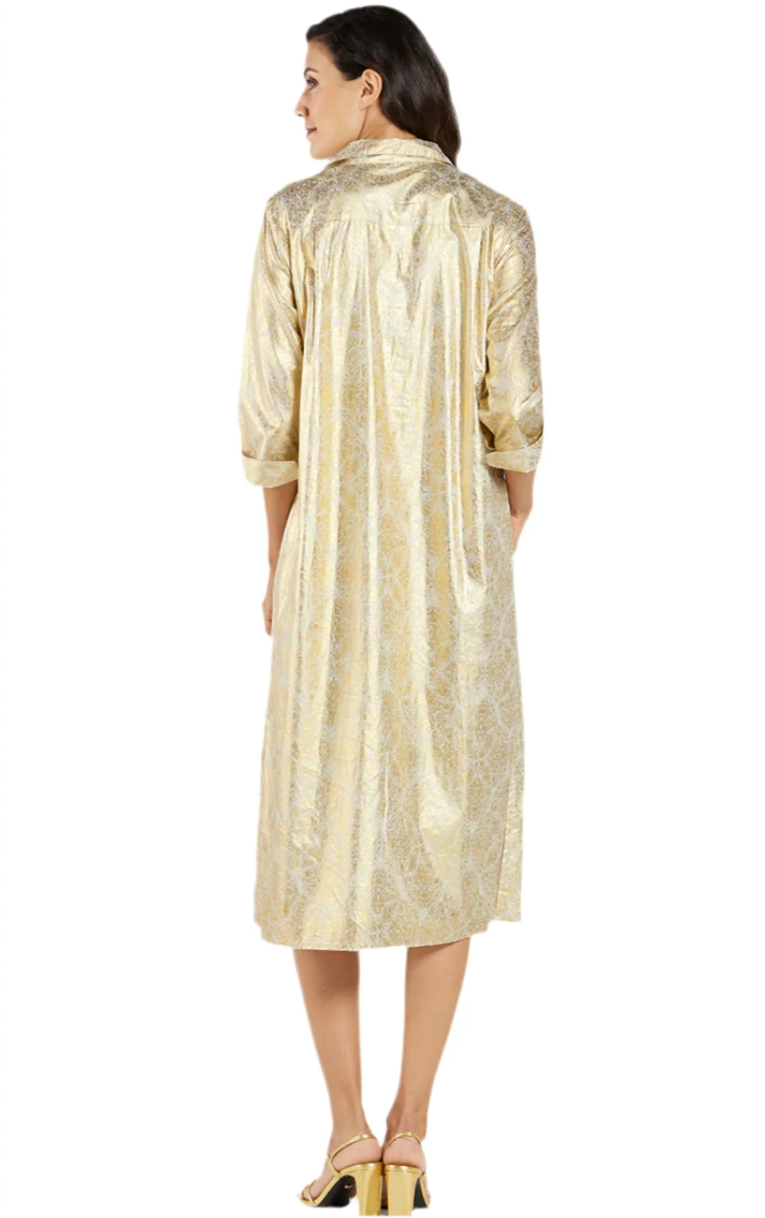 Kallan Midi Dress In Gold Foil Medallion - Image 3