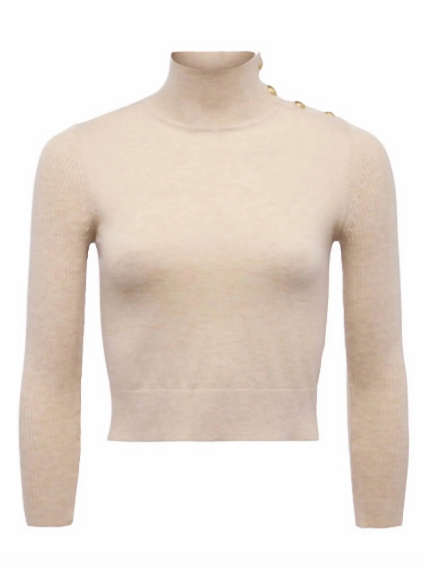 Kamdyn Crop Mock Neck Top In Warm Sand/gold - Image 4
