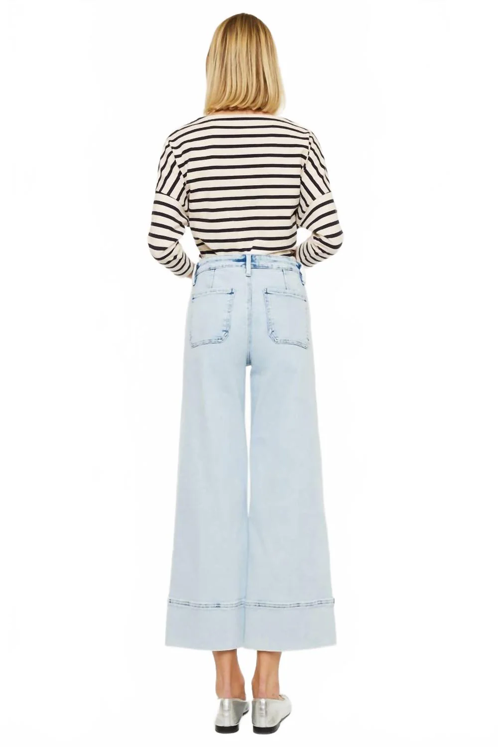 Kassie Essentials Crop Wide Jeans In Light Blue - Image 2