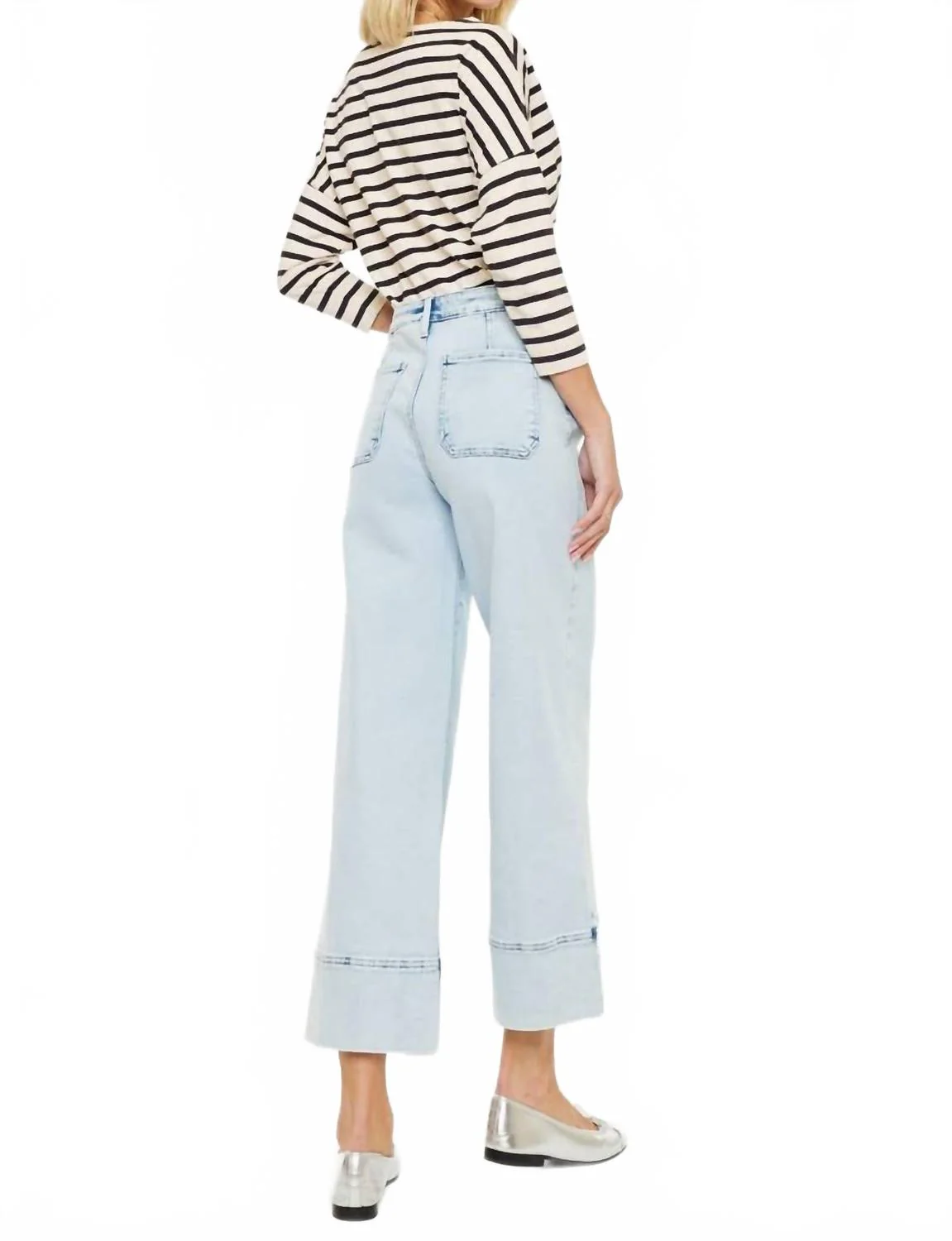 Kassie Essentials Crop Wide Jeans In Light Blue - Image 5