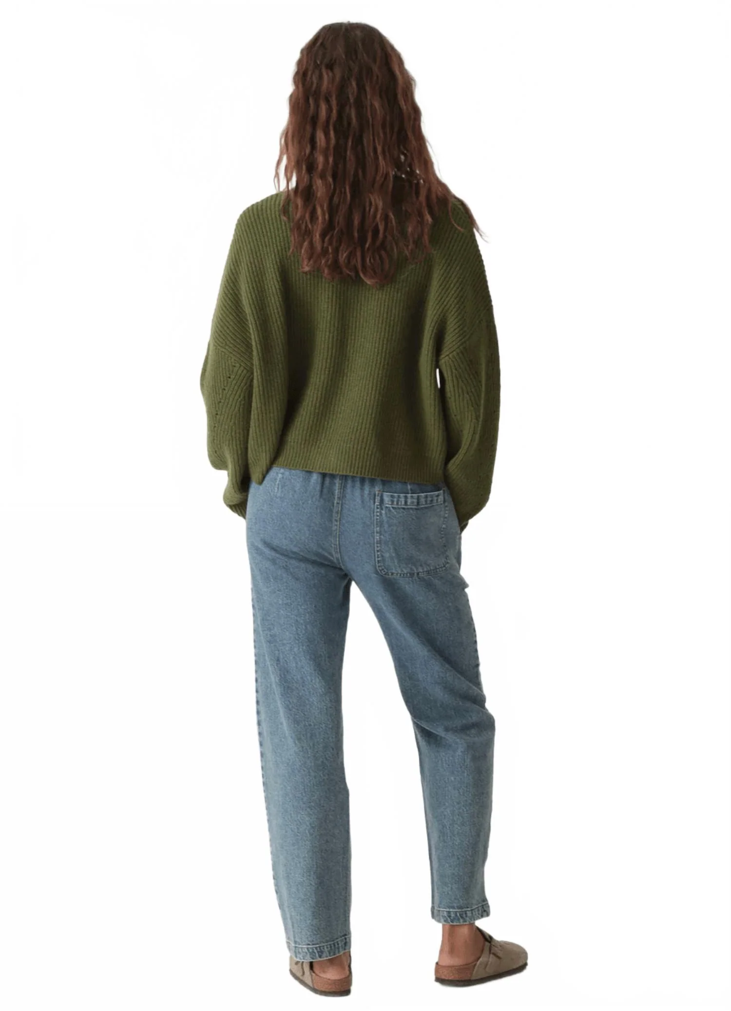 Katie V-Neck Sweater In Olive - Image 4