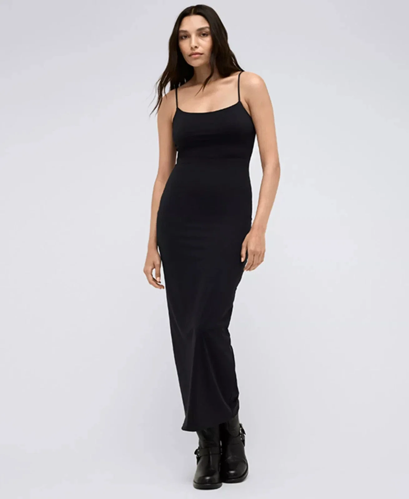 Kenneth Cole Slip Dress Womens Black Built In Bra Scoop Neck Activewear PAL97