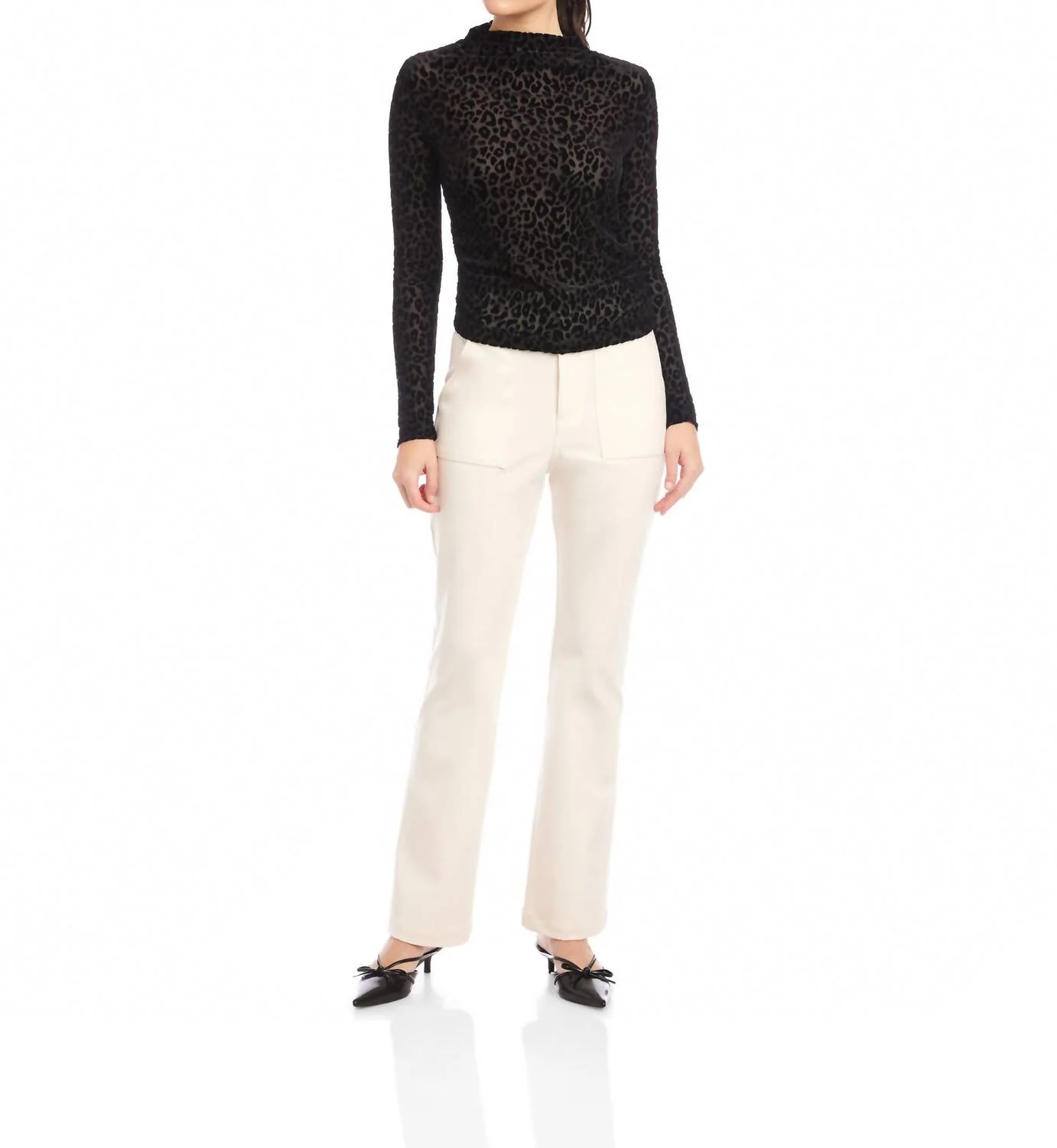 Khami Velvet Burnout Shirred Top In Leopard - Image 3