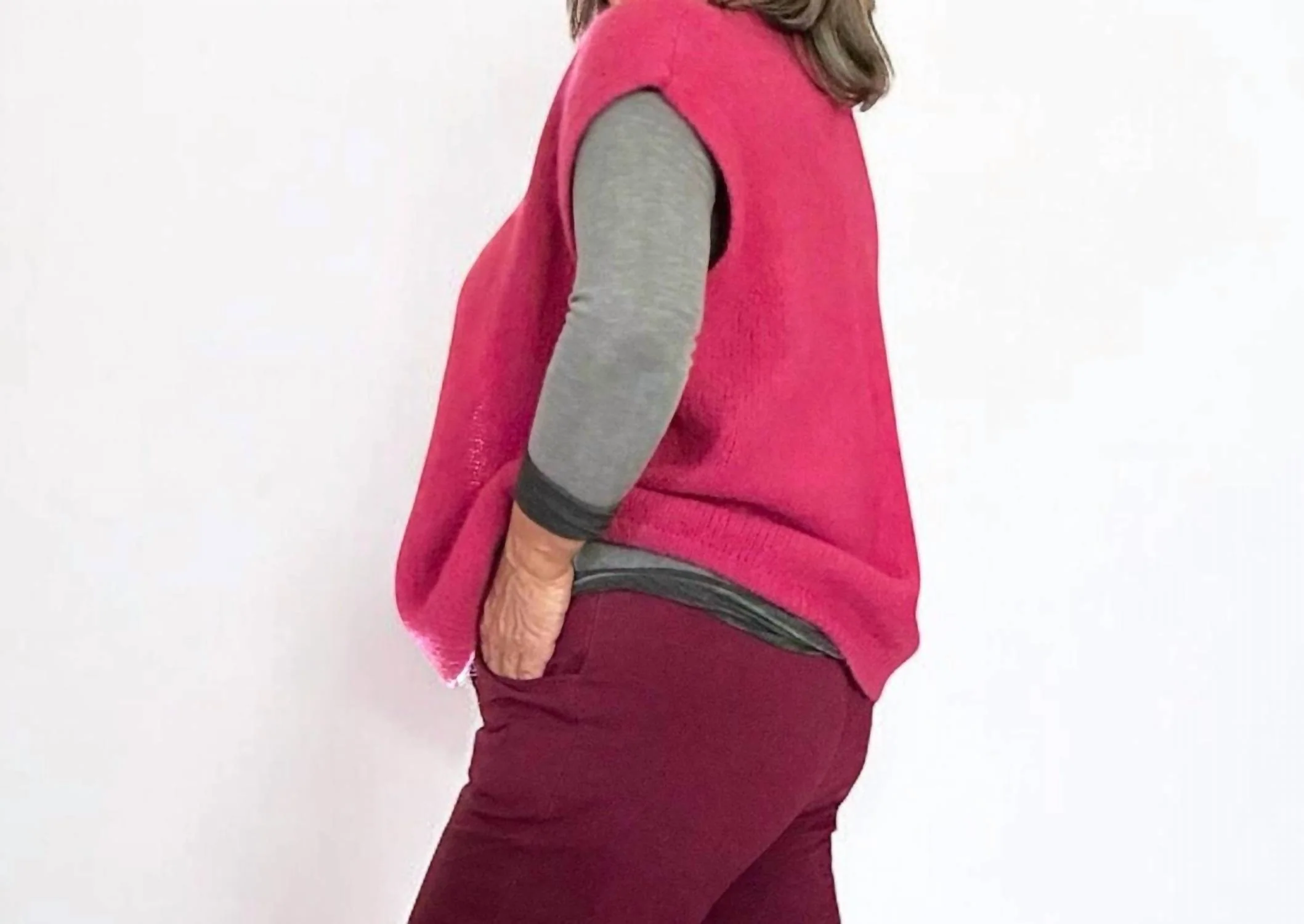 Kid Mohair Sleeveless Cardigan In Vintage Rose - Image 2