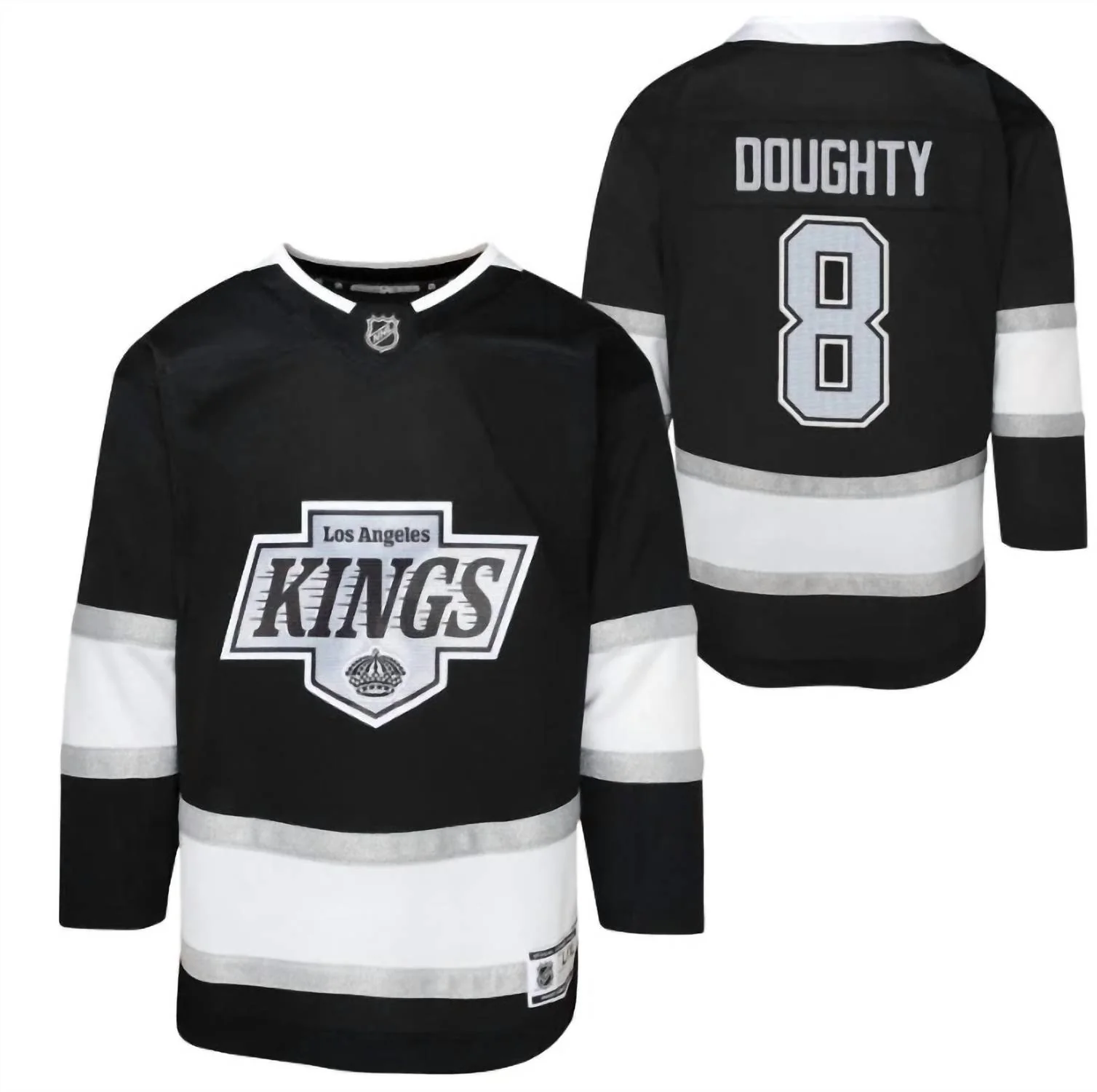 Kid's Drew Doughty Premium Hockey Jersey In Black/white - Image 2