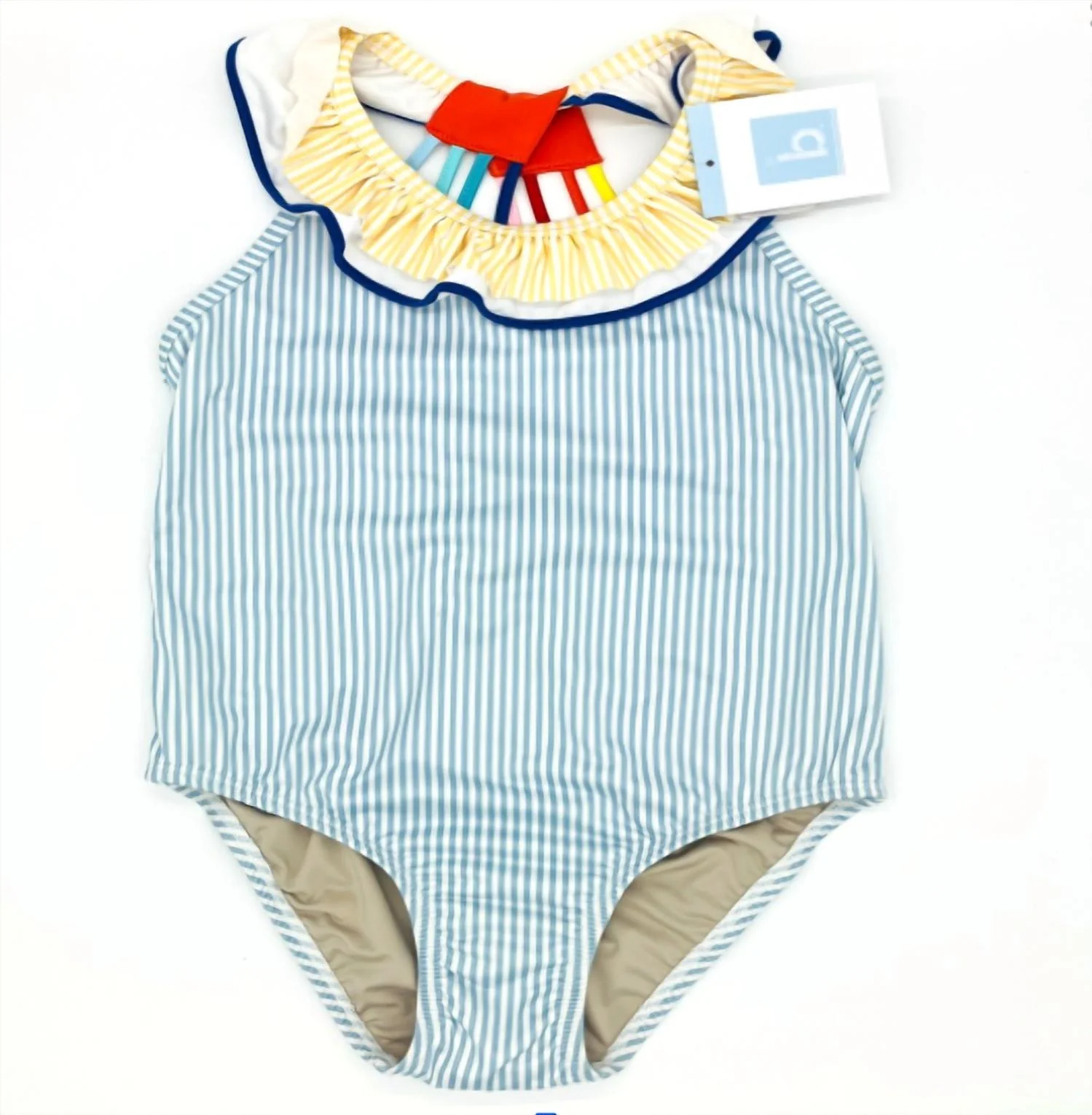 Kid's Lainey Bathing Suit In Blue Stripe - Image 2
