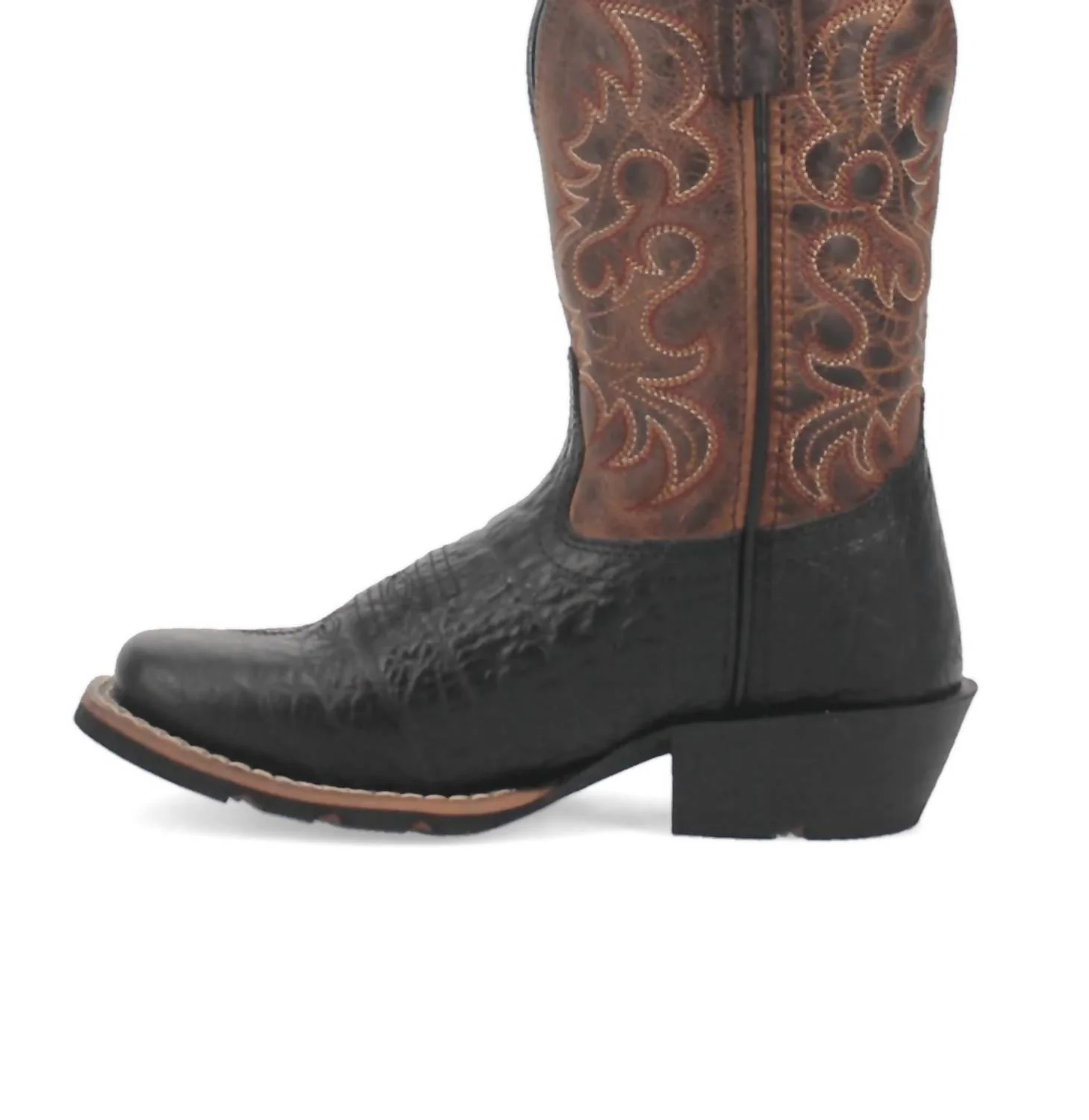 Kid's Little River Square Toe Boot In Black/rust - Image 3