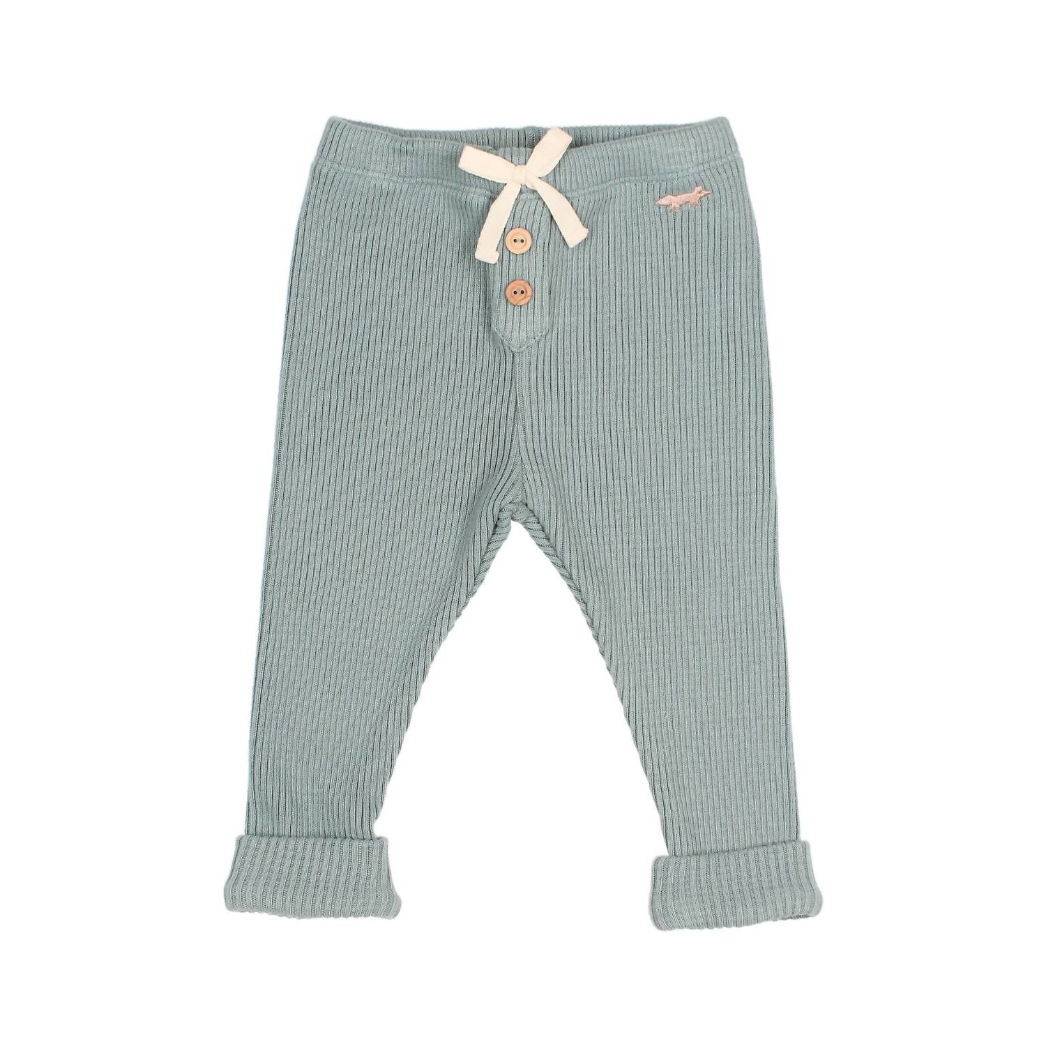 Kid's Ribbed Leggings In Eucalyptus
