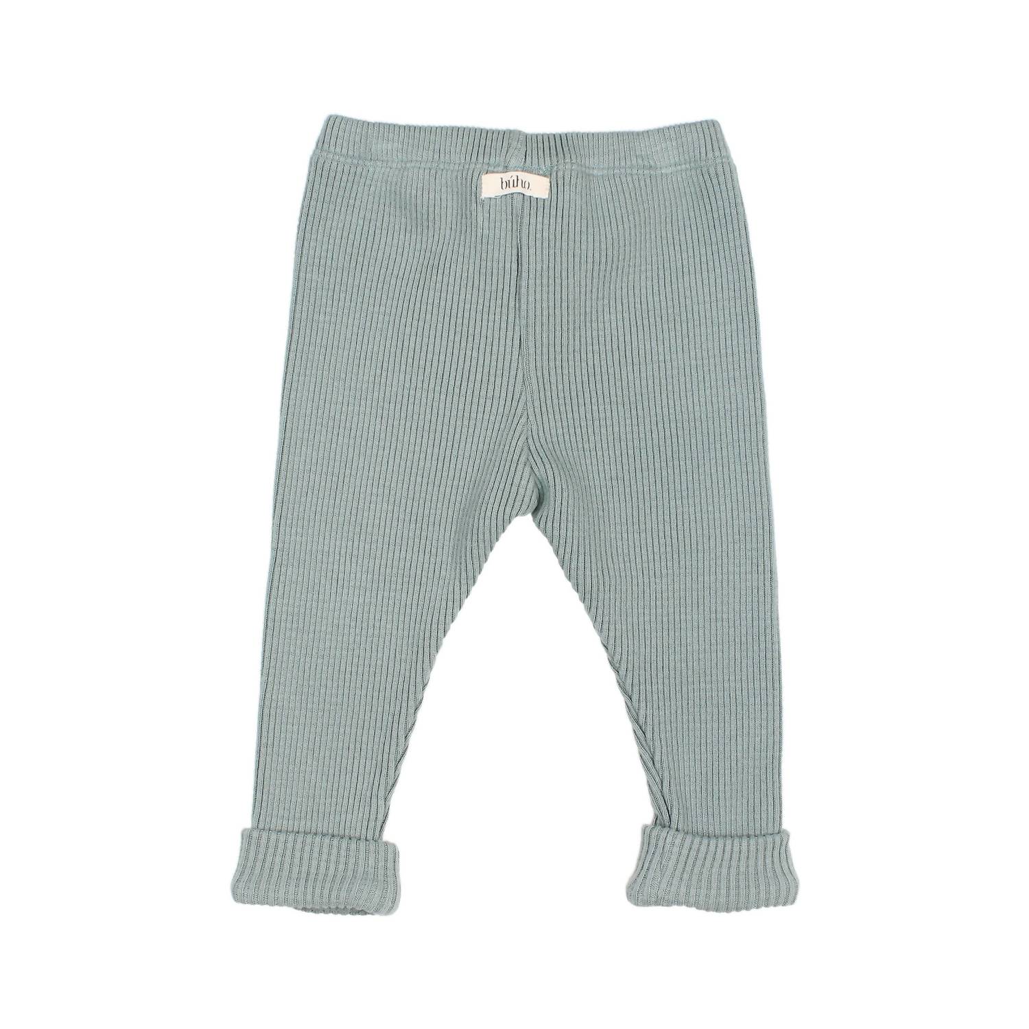 Kid's Ribbed Leggings In Eucalyptus - Image 2