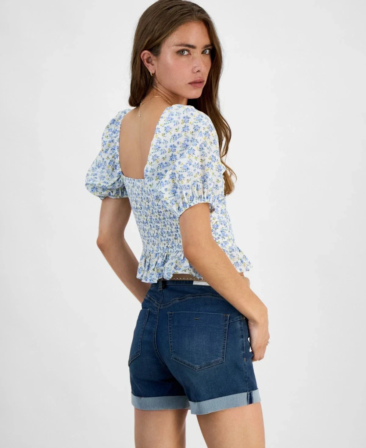 Kingston Grey Top Women's Ivory Floral Puff Sleeve Sweetheart Neck PAL175 - Image 4