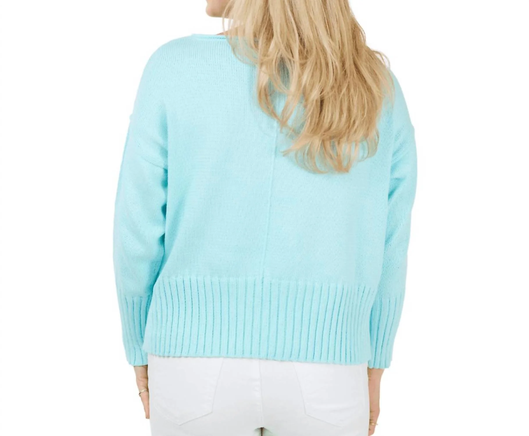 Kitty Knit Pullover Sweater In Light Blue - Image 2
