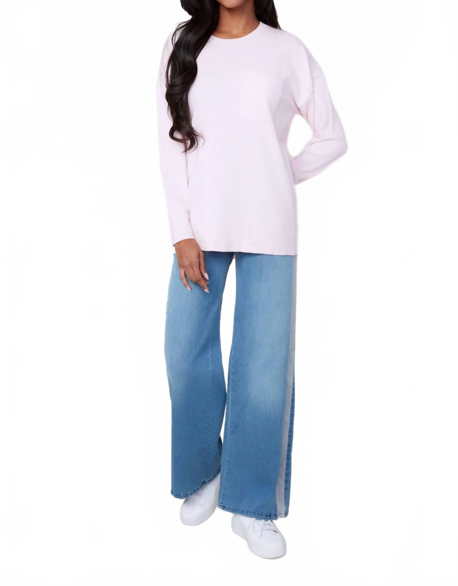 Knit Crew Neck Sweater In Ballerina - Image 4