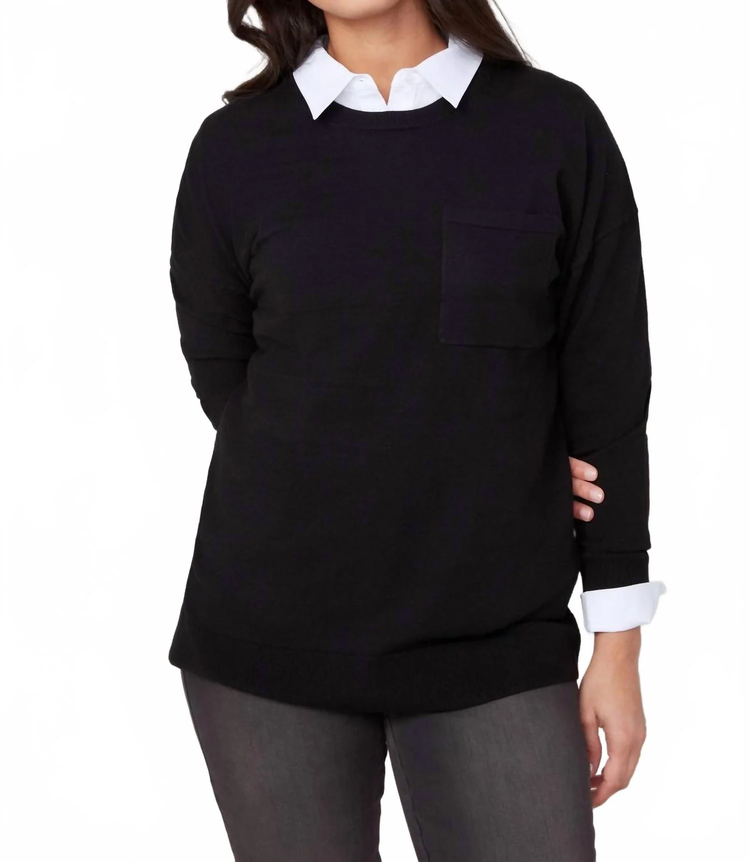 Knit Crew Neck Sweater In Black