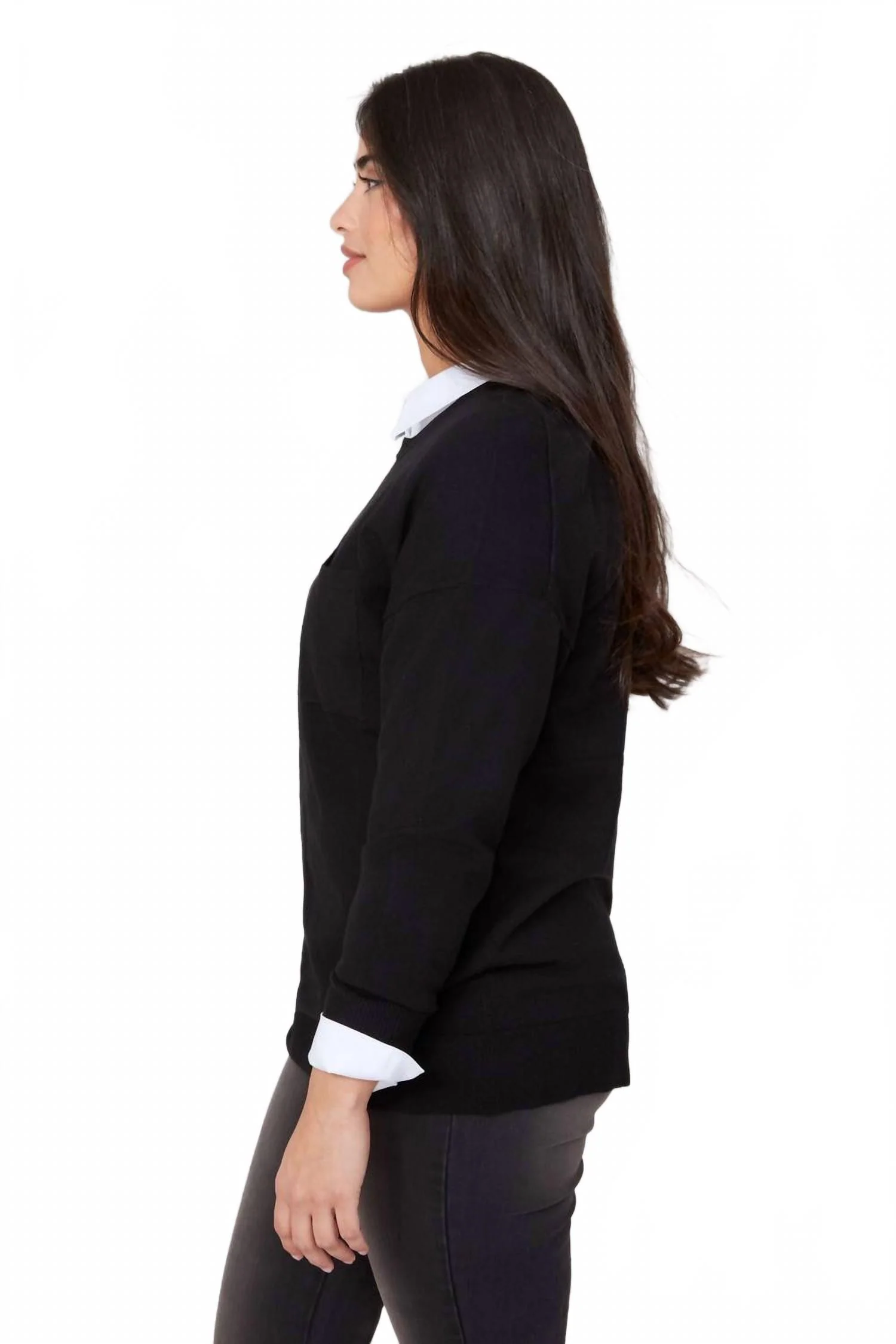 Knit Crew Neck Sweater In Black - Image 3