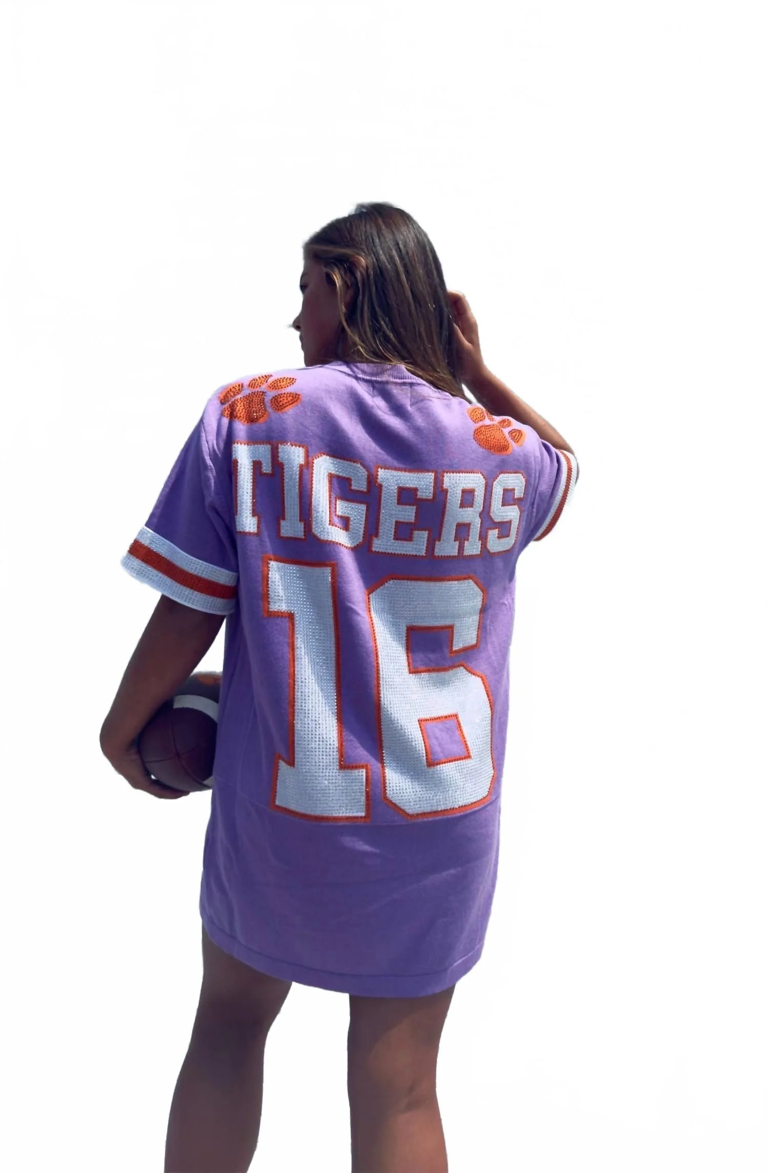 Knit Jersey Dress In Orange/purple - Image 3