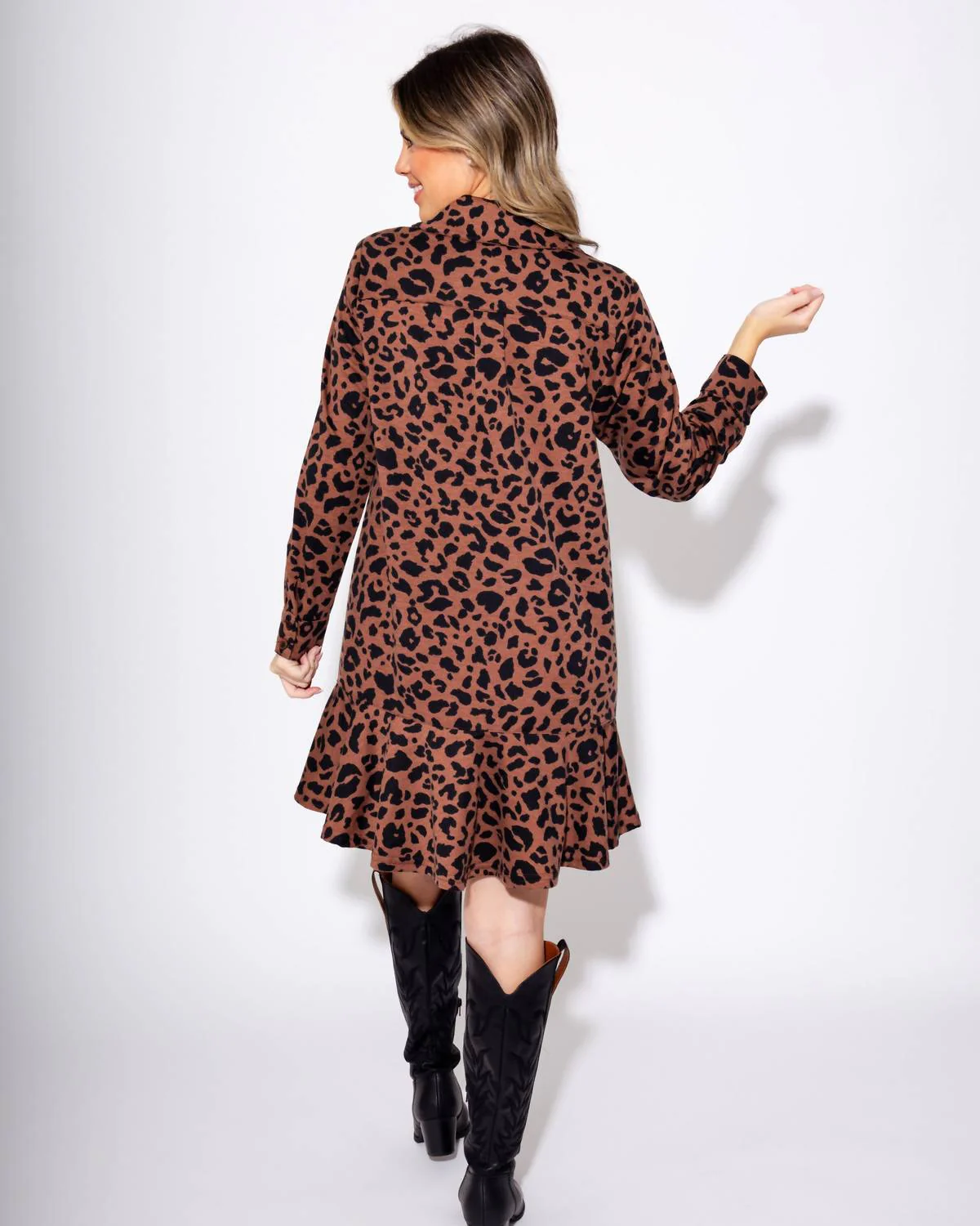 Knit Shirt Dress In Leopard - Image 2