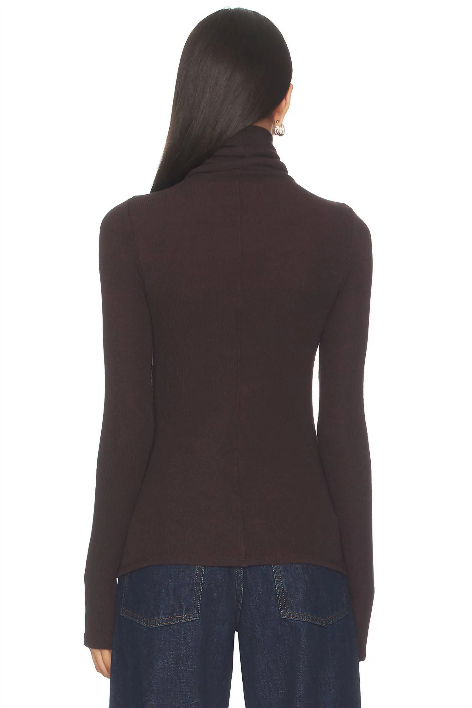 Knit Turtleneck Sweater In Bitter Brown - Image 2