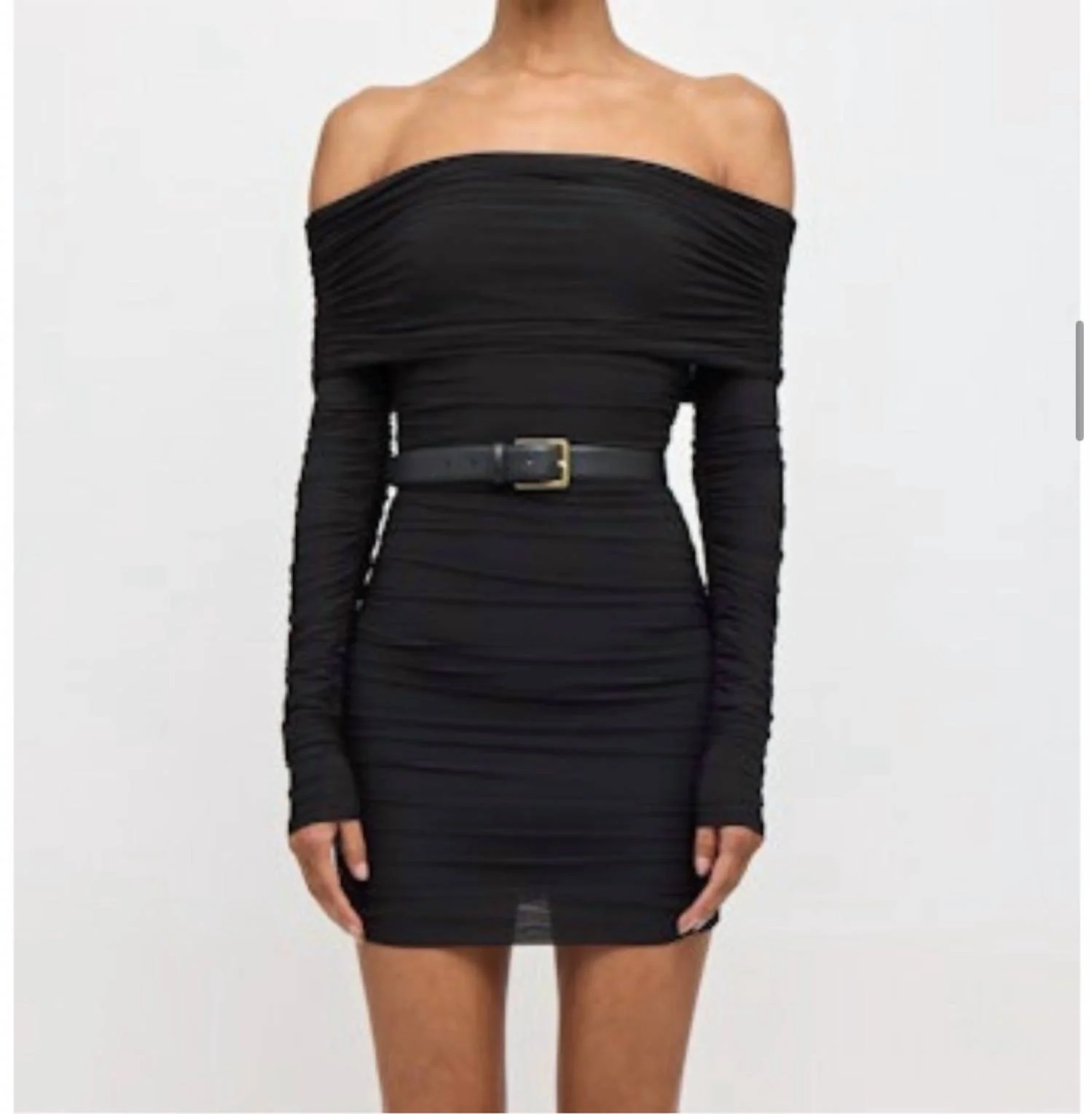 Kya Off The Shoulder Mini Dress In Black