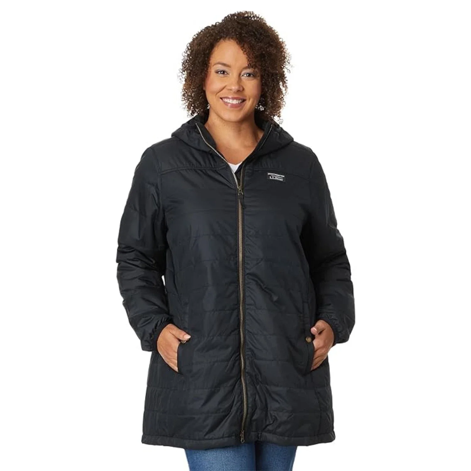 L.L.Bean Mountain Classic Puffer Coat Women Plus Black Full Zip Jacket KFC542 - Image 3