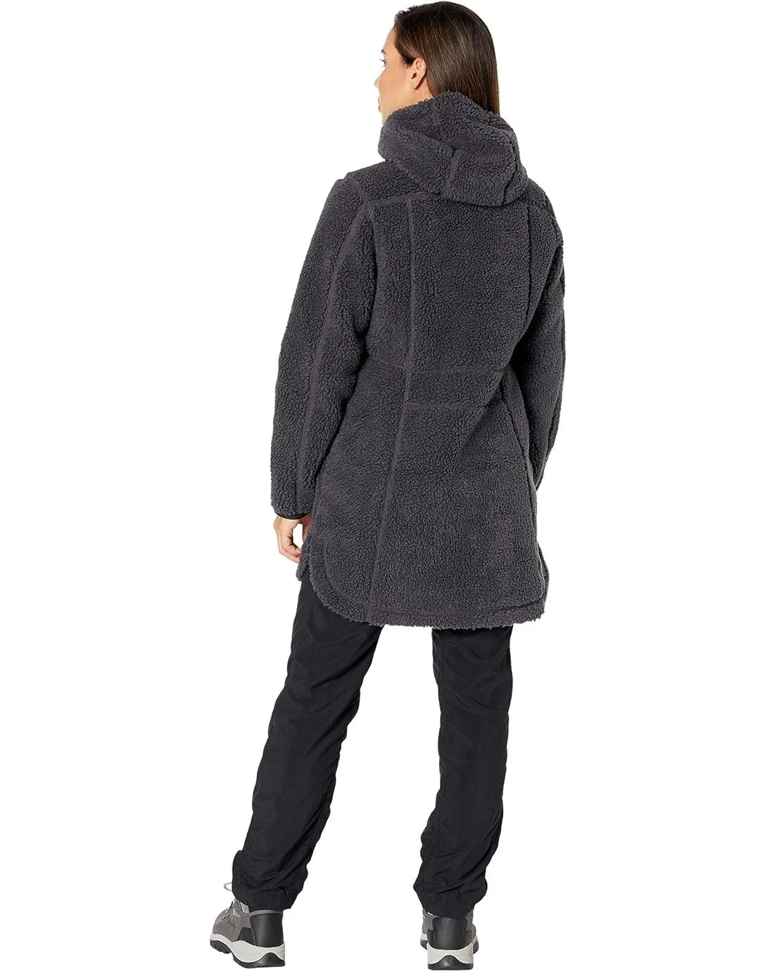 L.L.Bean Mountain Pile Coat Women's Alloy Gray Fleece Full Zip Hooded Cozy JZZ13 - Image 2