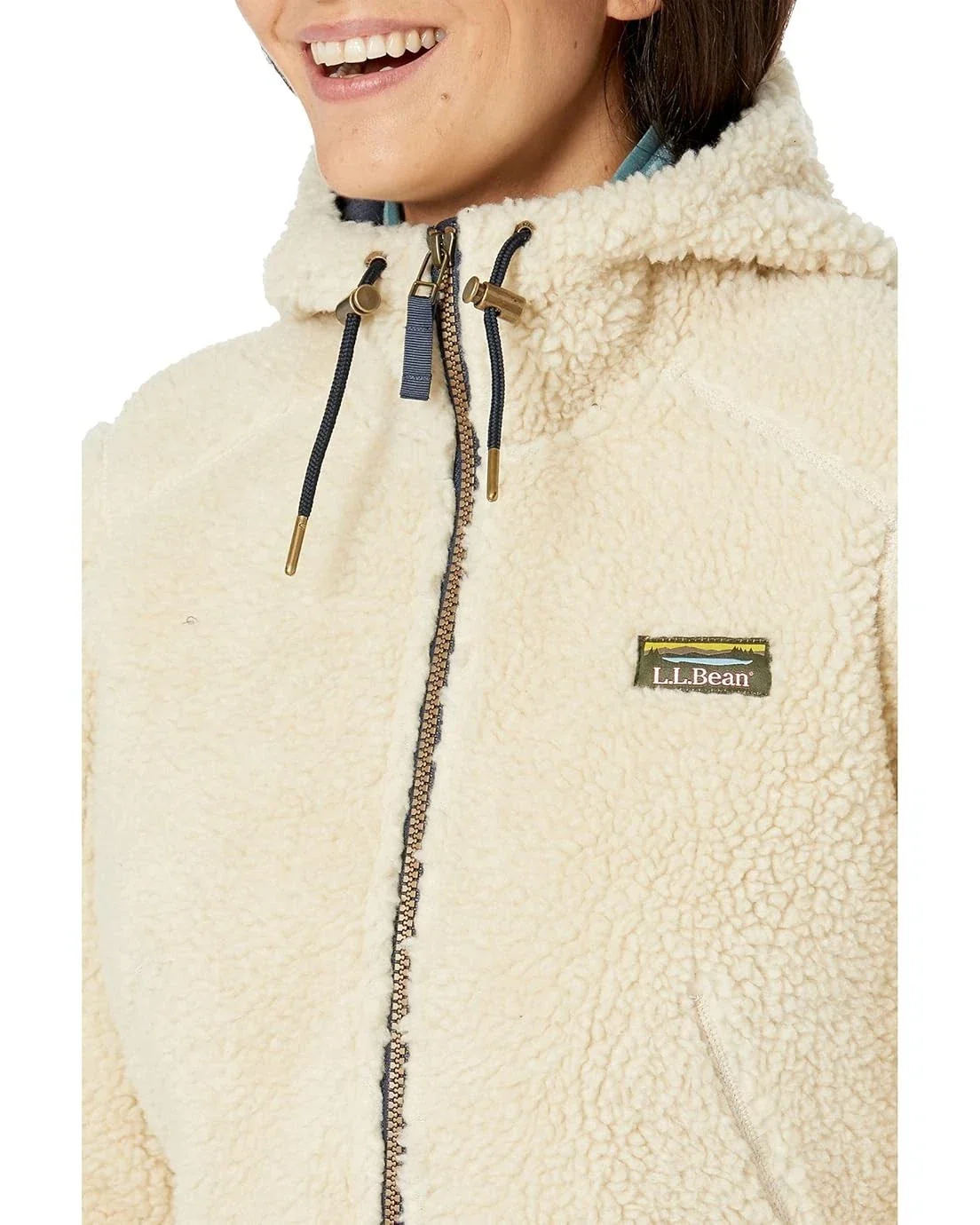 L.L.Bean Mountain Pile Jacket Womens Natural Sherpa Fleece Full Zip Cozy JZZ7 - Image 4