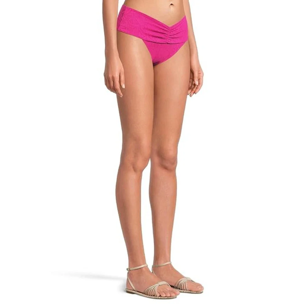 L*Space Bardot Bikini Bottom Women's Berry Stretch Ruched High Rise JDM2534 - Image 3