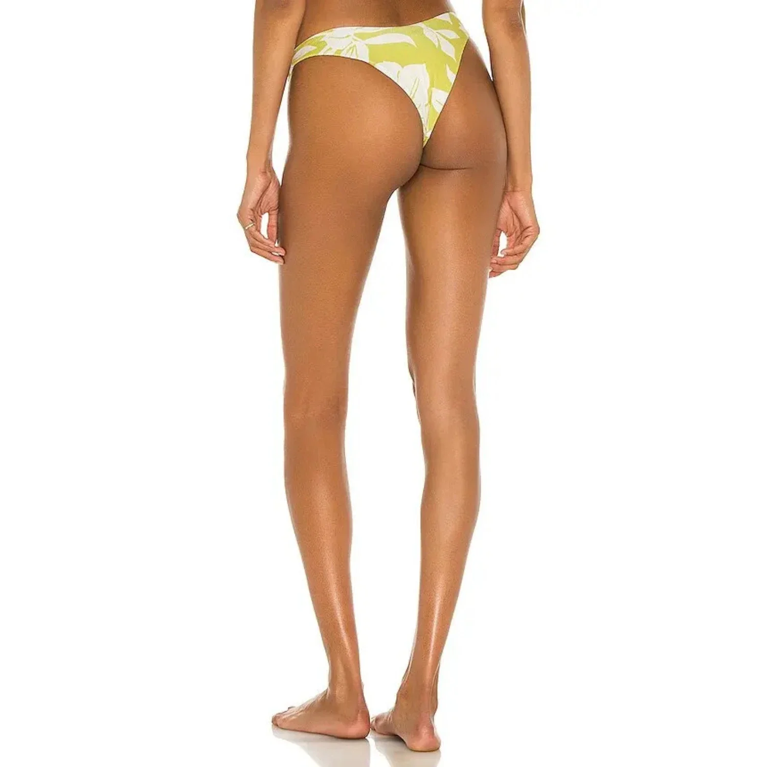 L*Space Cabana Bitsy Bikini Bottom Women's White Green Tropical Swimwear JZZ85 - Image 4