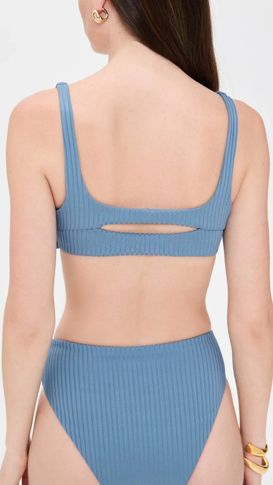L*Space Effie Bikini Top Womens Baltic Ribbed Shirred Cutout Swimwear JDM2532 - Image 2