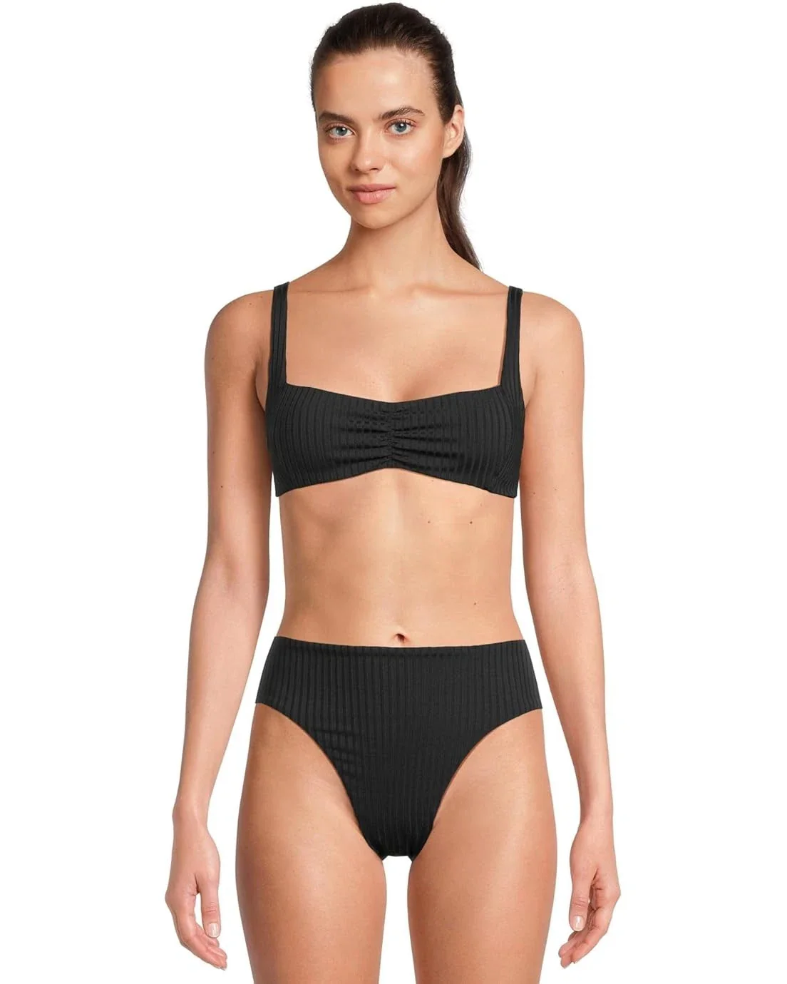 L*Space Effie Bralette Bikini Top Women's Black Stretch Swimwear GBO2548
