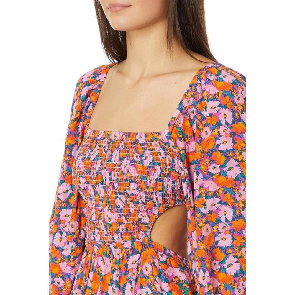 L*Space Heidi Maxi Dress Women's Multi Floral Smocked Puff Sleeve FROG344 - Image 3