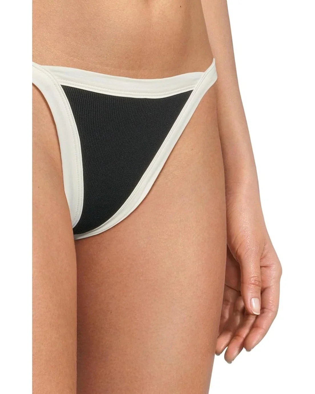 L*Space Mackenzie Bikini Bottom Women's Black Cream Stretch Swimwear GBO2549 - Image 4