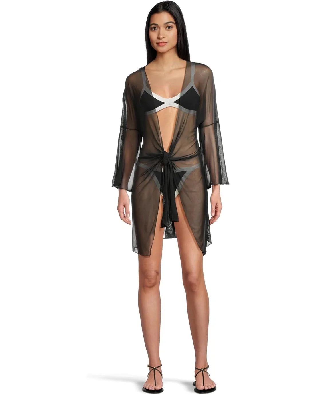 L*Space Mackenzie Bikini Bottom Women's Black Cream Stretch Swimwear GBO2549 - Image 5
