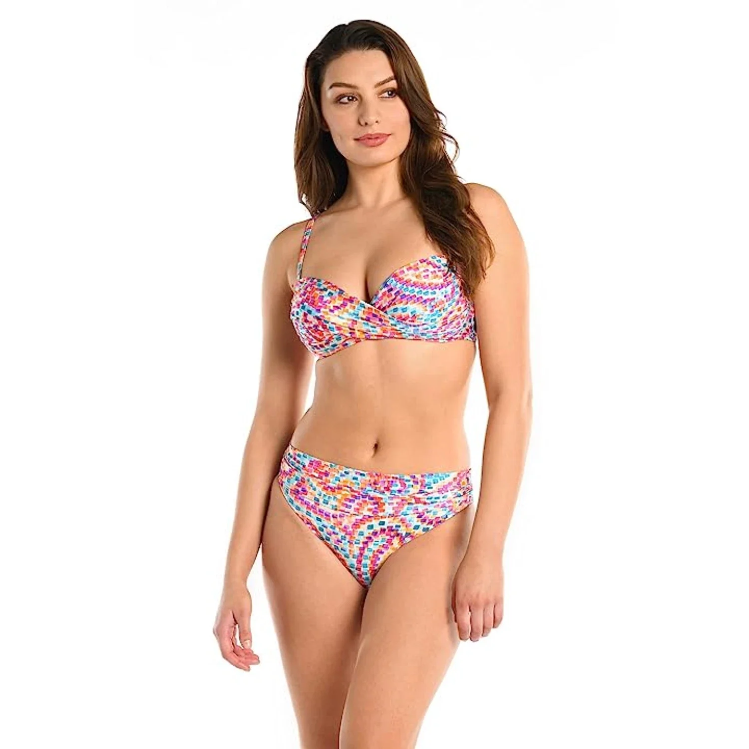 La Blanca Pebble Beach Bikini Top Womens Multi Wrap Bralette Swimwear DDR2513