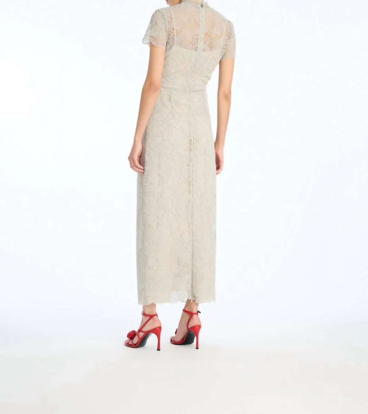 Lace Long Midi Dress In Alloy - Image 2