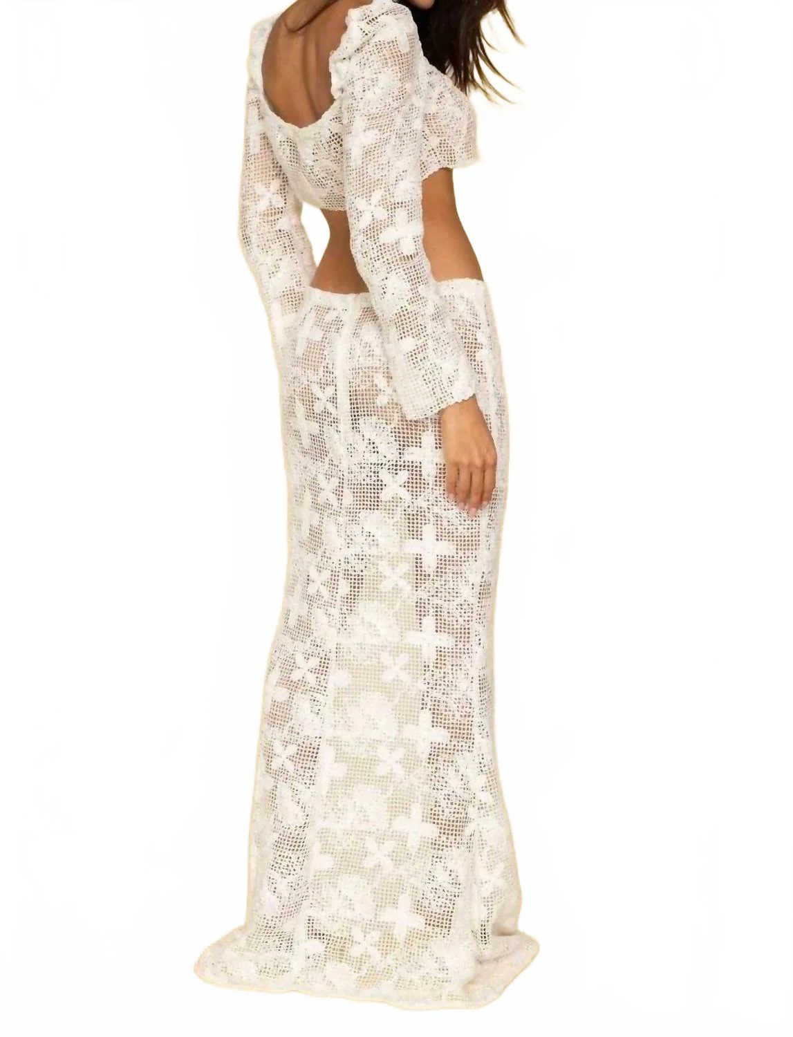 Lace Long Sleeve Crop Top In Margarita Floral - Image 2