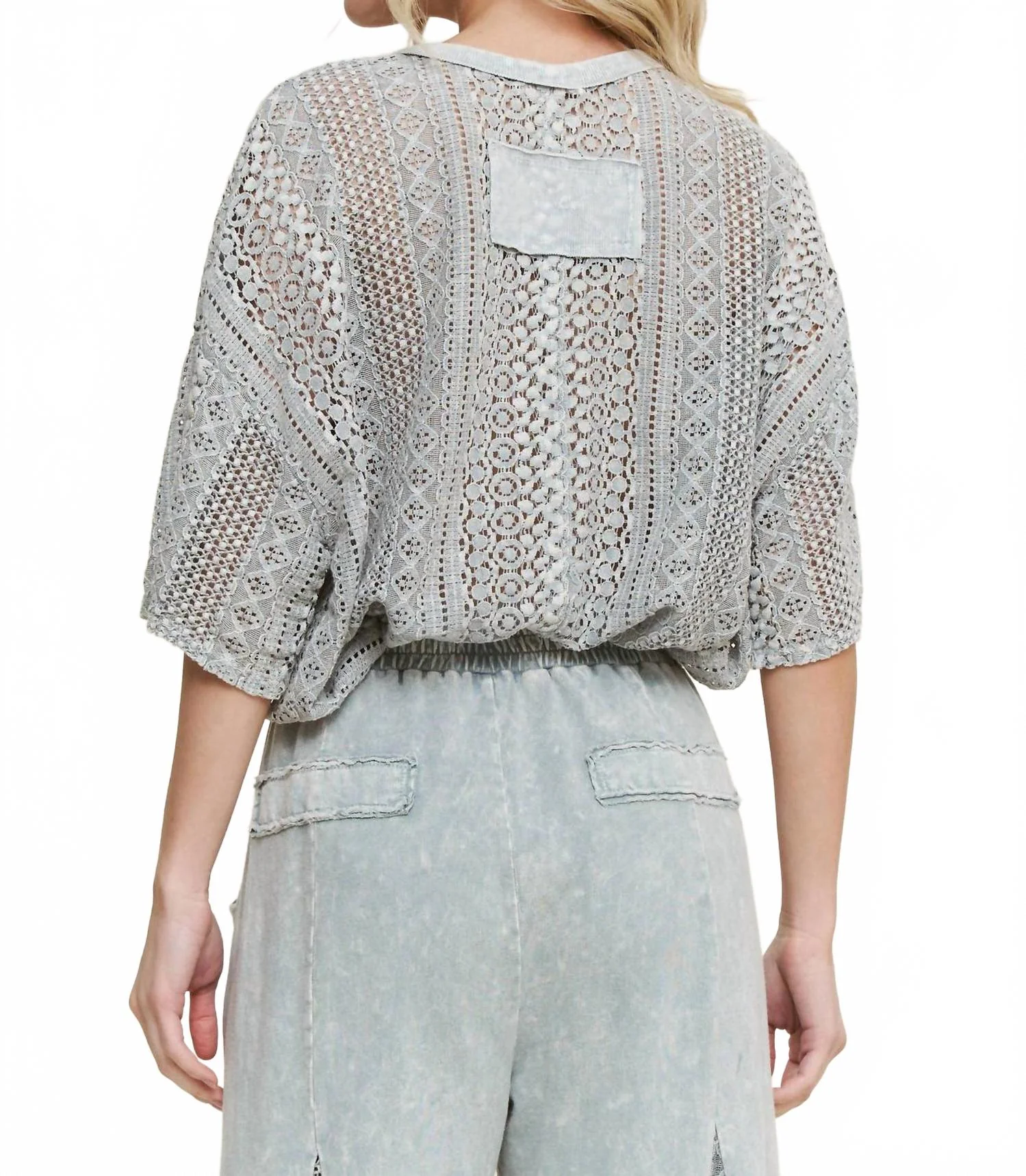 Lace Summer Blouse In Silver Grey - Image 2
