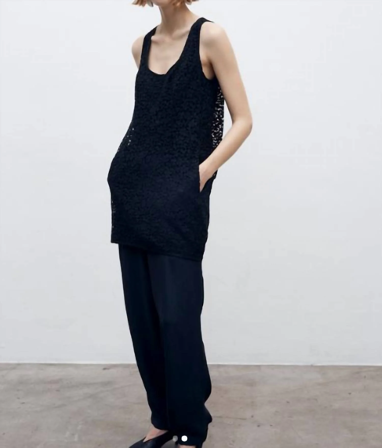 Lace Tank Cocoon Dress In Black - Image 2